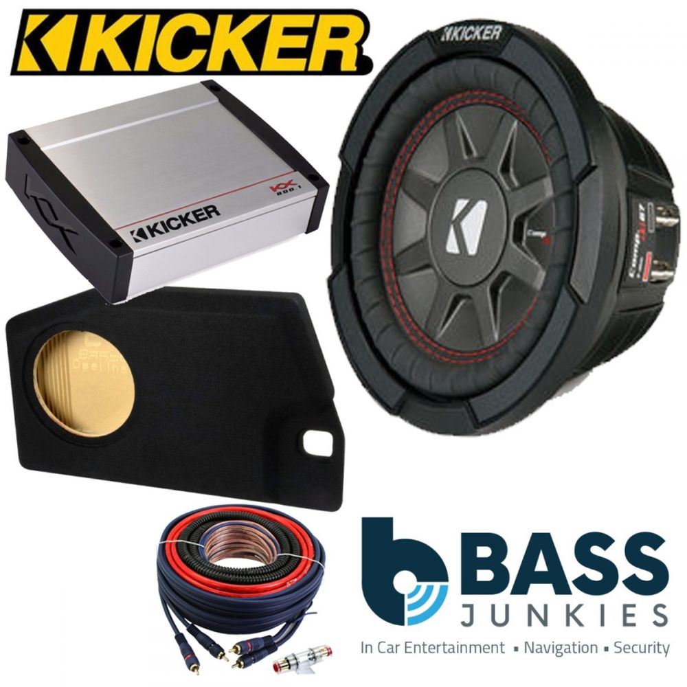 Opel Insignia 2008 Onwards Kicker CWRT102 - CompRT 10" 25cm 800 Watts Car Subwoofer Custom Bass Box Kit & Kicker KX800.1 800 Watts Monoblock Class D Car Amplifier