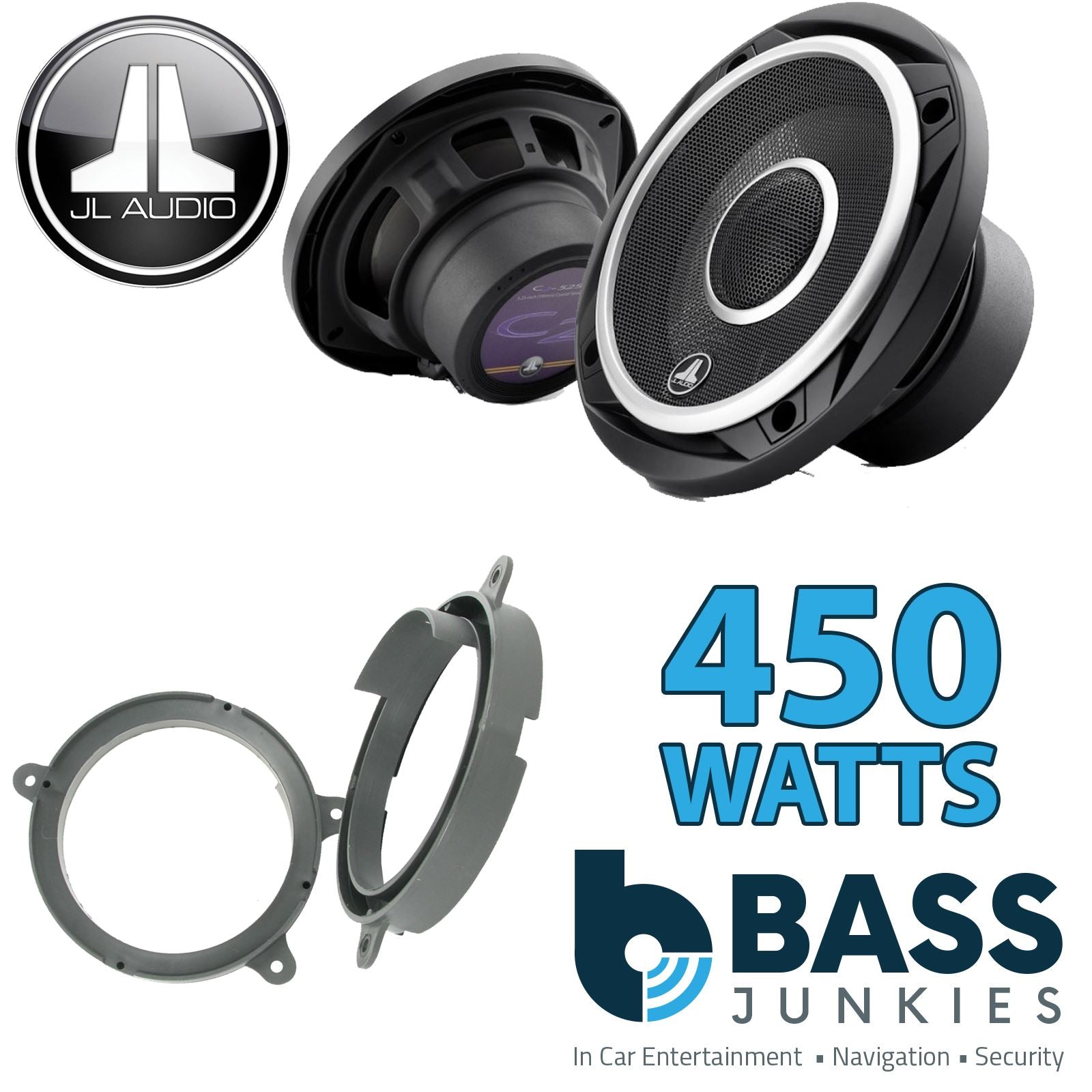 JL Audio C2-525X 2-Way 130mm/13cm/5.25" Coaxial Speakers (Per Pair 450 Watts) Fits Renault Clio 2005-12 | Twingo 07-11