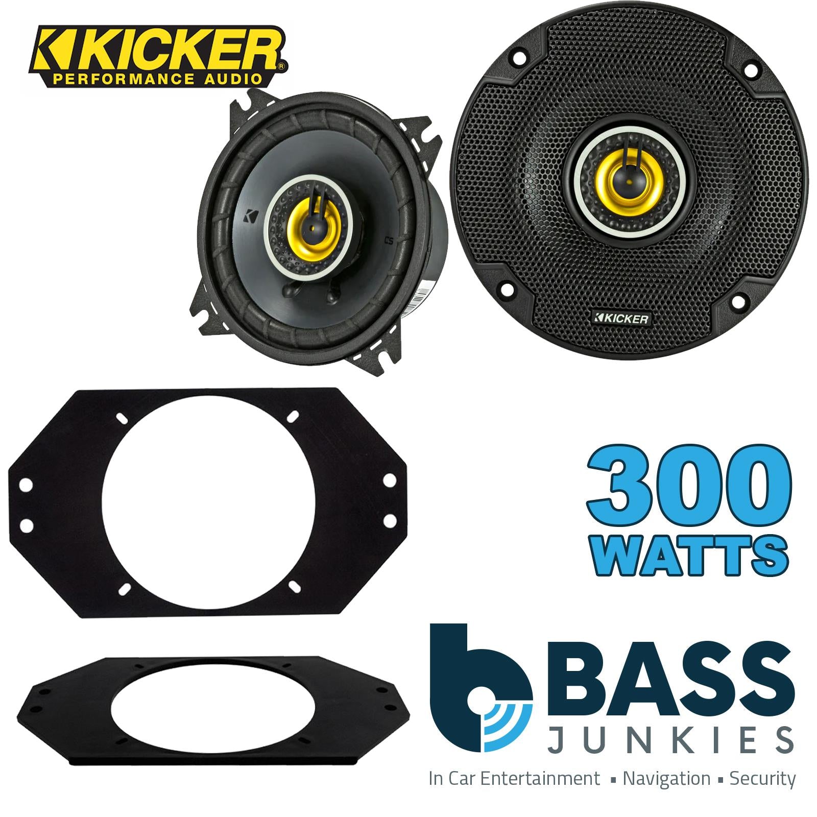 Kicker CSC44 100mm/10cm/4" 2-Way Coaxial Car speakers (Per Pair Max 300|100 watts RMS) Fits Jeep Wrangler 1997-06
