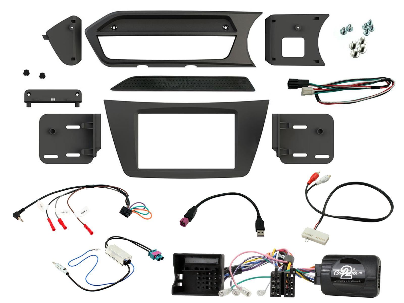 Grundig 6.8" Apple Android Double Din Stereo Fitting Kit + Steering Wheel Stalk Controls to fit Mercedes C-Class 2012-14