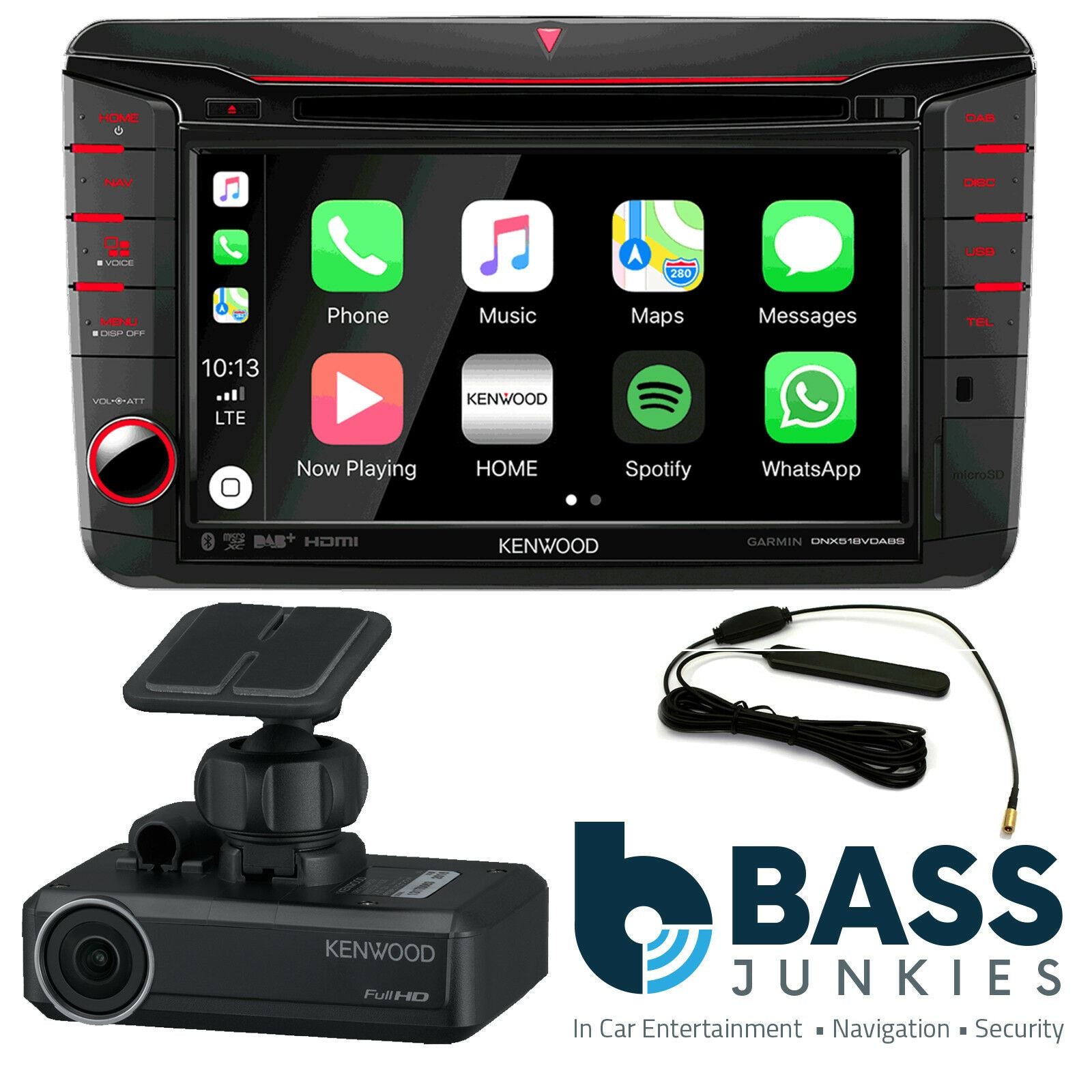 Kenwood DNX-518VDABS - 6.8” AV Navigation System Smartphone Bluetooth DAB+ Car Stereo Screen & Dash Camera