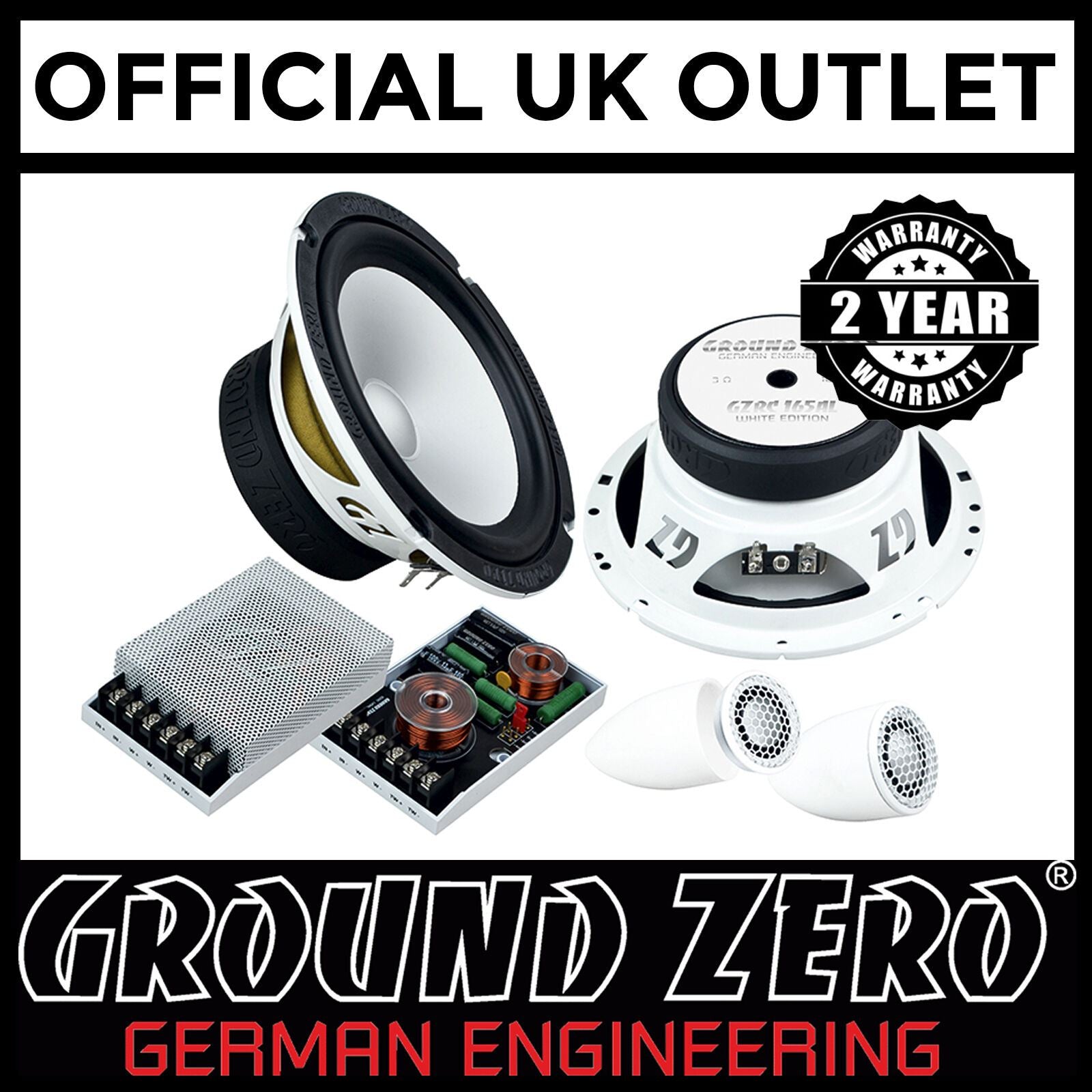 Ground Zero GZRC 165AL WHITE - 16,5 cm / 6.5" 2 Way compo - 190 W Peak - 25 mm / 1" Tweeter