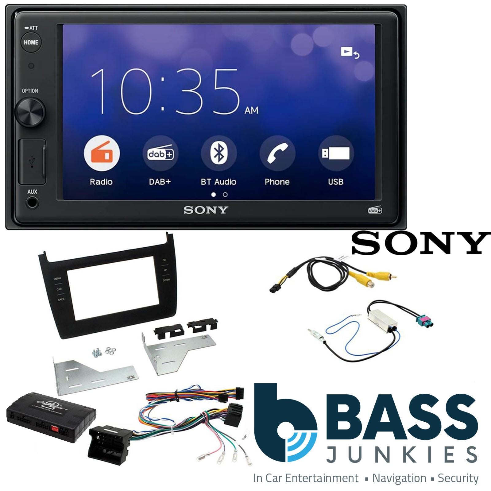 SONY XAV-1550D DAB+ Smart Bluetooth Car Radio + Stereo fitting kit + Steering Wheel Controls Loom for Volkswagen Polo 2012-2017