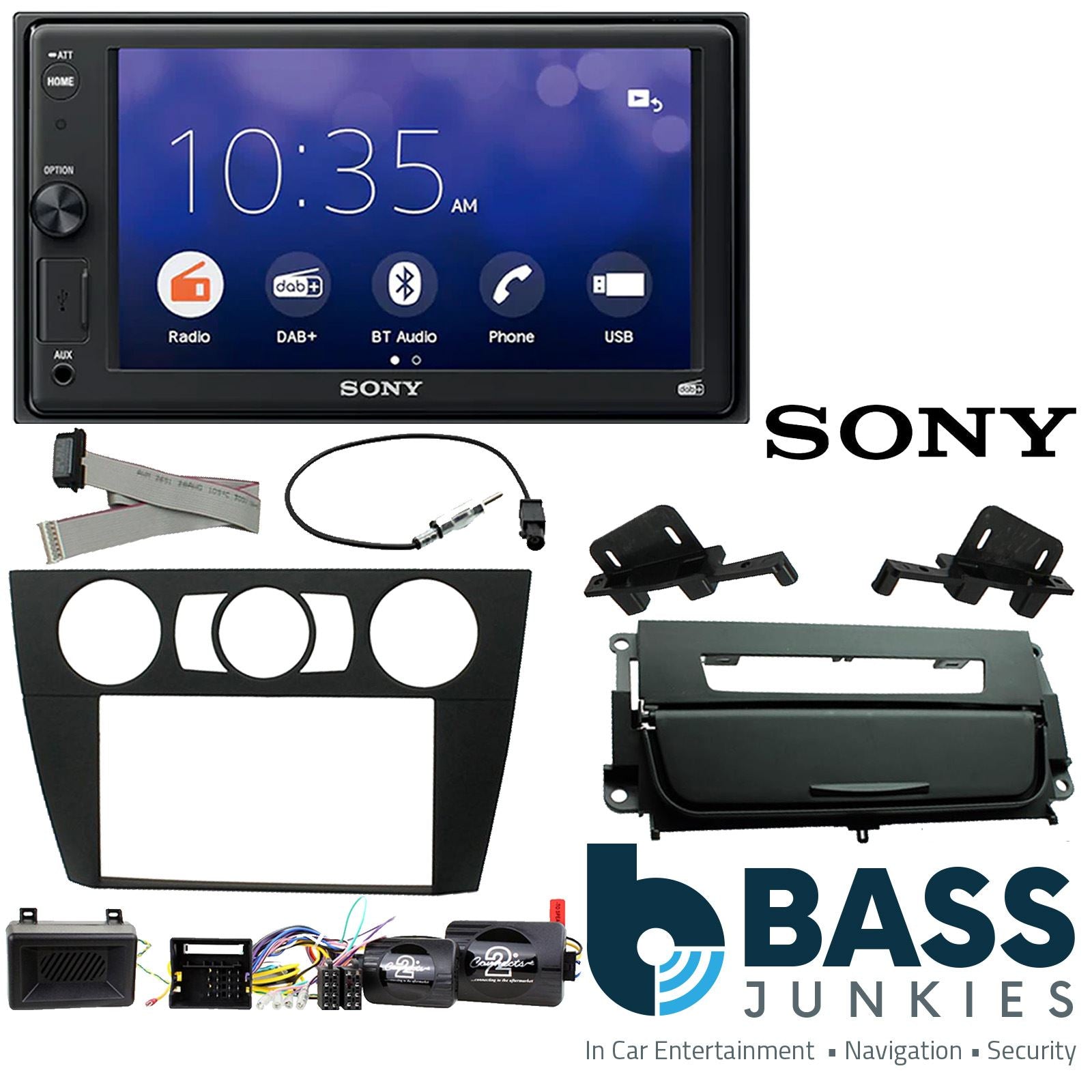 SONY XAV-1550D DAB+ Smart Bluetooth Car Radio + Stereo fitting kit + Steering Wheel Controls Loom for BMW 3-Series E90, 2005-2012 | E91, 2005-2012 | E92, 2005-2012 | E93, 2005-2012