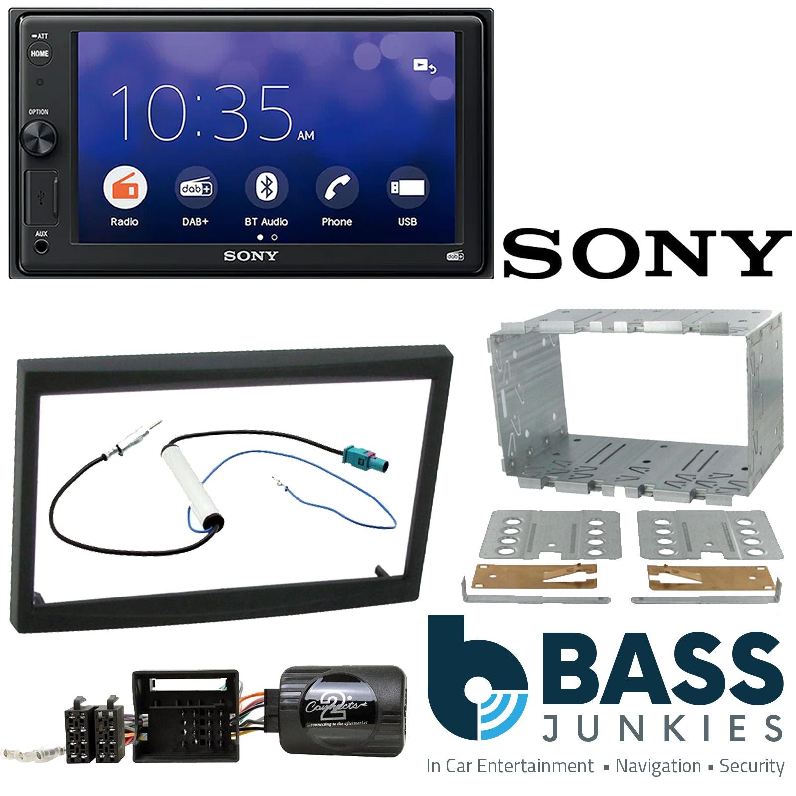 SONY XAV-1550D DAB+ Smart Bluetooth Car Radio + Stereo fitting kit + Steering Wheel Controls Loom for Citroen C2 2005-2009 | Citroen C3 2005-2009