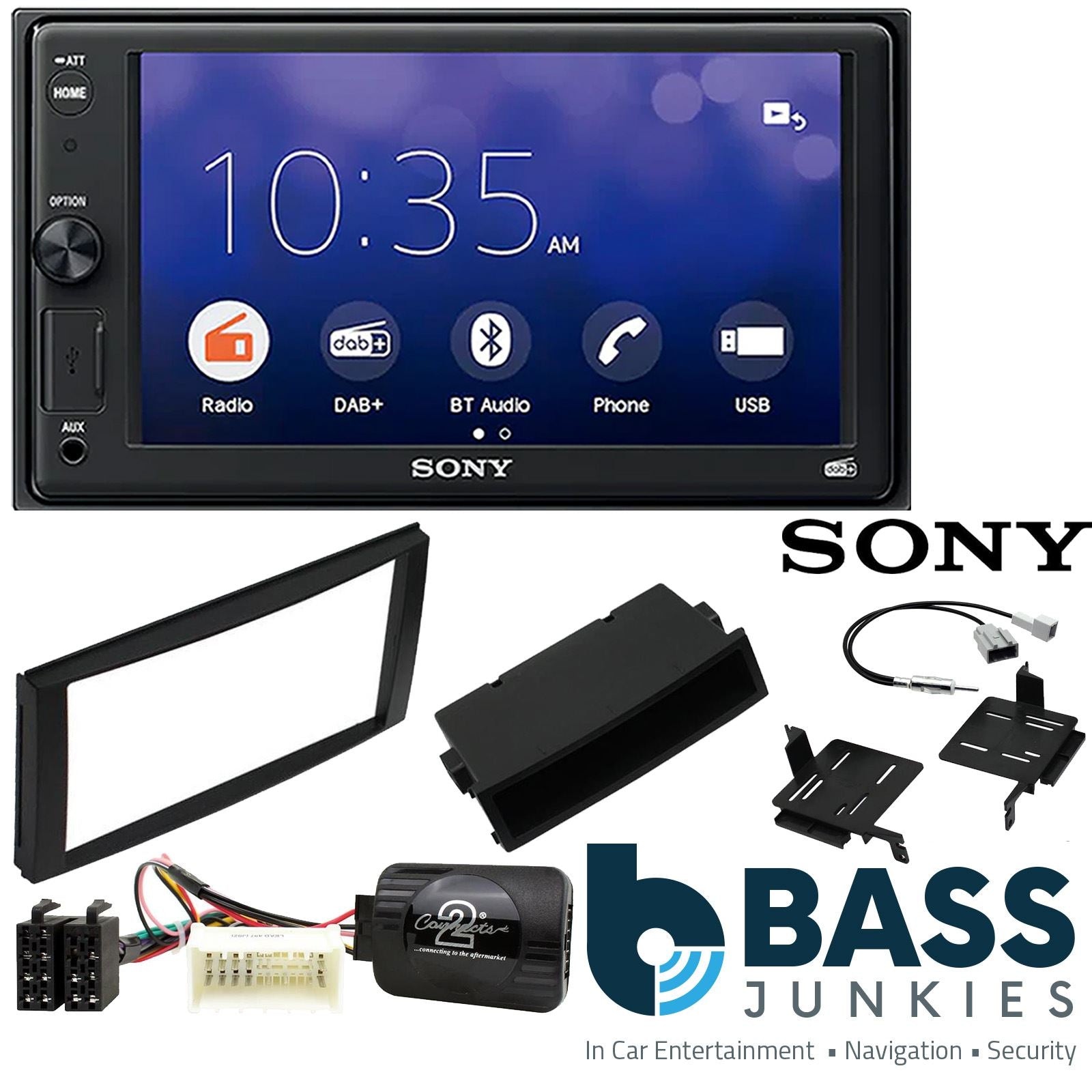 SONY XAV-1550D DAB+ Smart Bluetooth Car Radio + Stereo fitting kit + Steering Wheel Controls Loom for Hyundai Santa-Fe 2007-2010