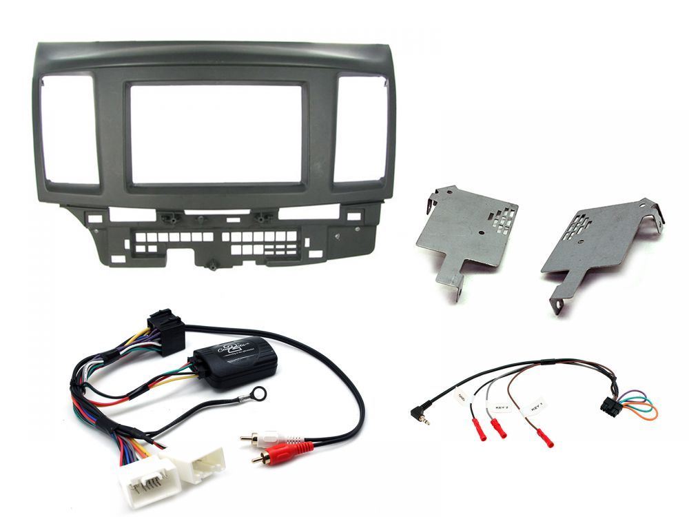 Connects2 CTKMT05 - Mitsubishi Lancer 2008 - 2010 Double Din Fascia & Steering Wheel Interface Installation Kit