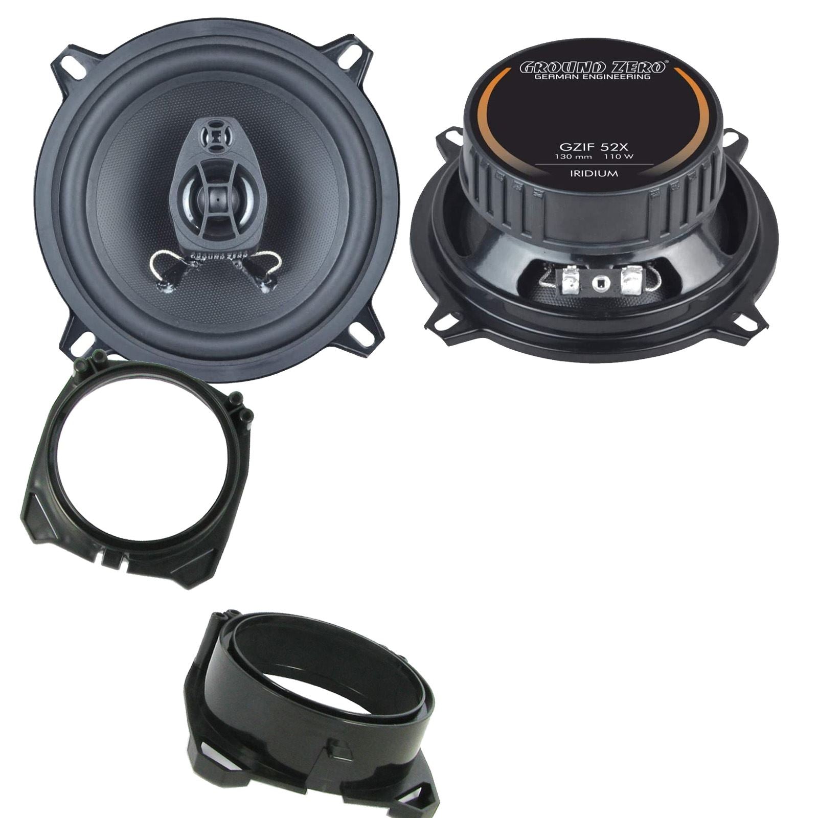 Ground Zero 2-Way 130mm/13cm/5.25" Car Coaxial Speakers (Pair Max 220 Watts) Fits Ford Fiesta 1989-96