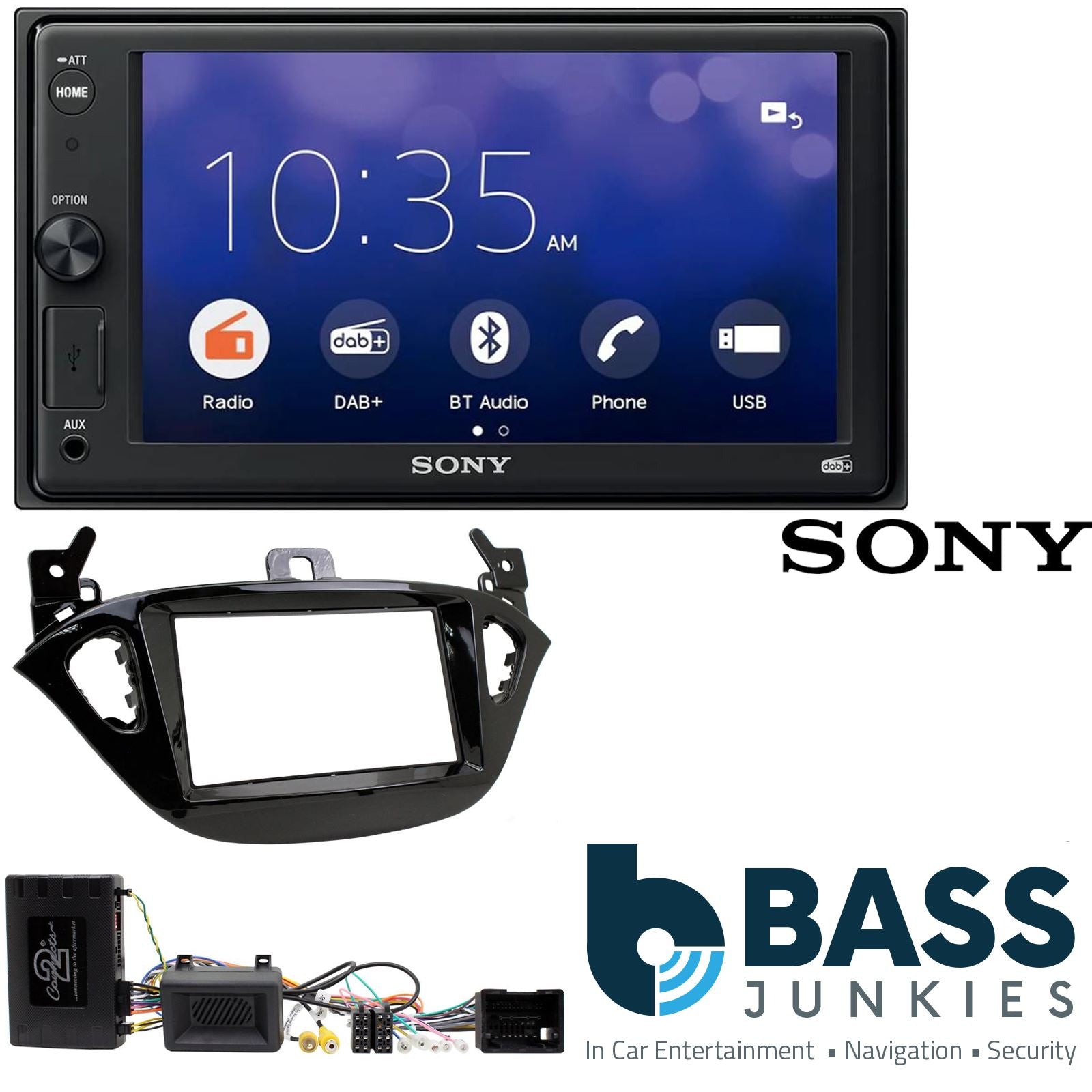 SONY XAV-1550D DAB+ Smart Bluetooth Car Radio + Stereo fitting kit + Steering Wheel Controls Loom for Opel Adam 2013-2021 | Opel Corsa 2014-2019 | Vauxhall Adam 2012-2019 | Vauxhall Corsa 2014-2019