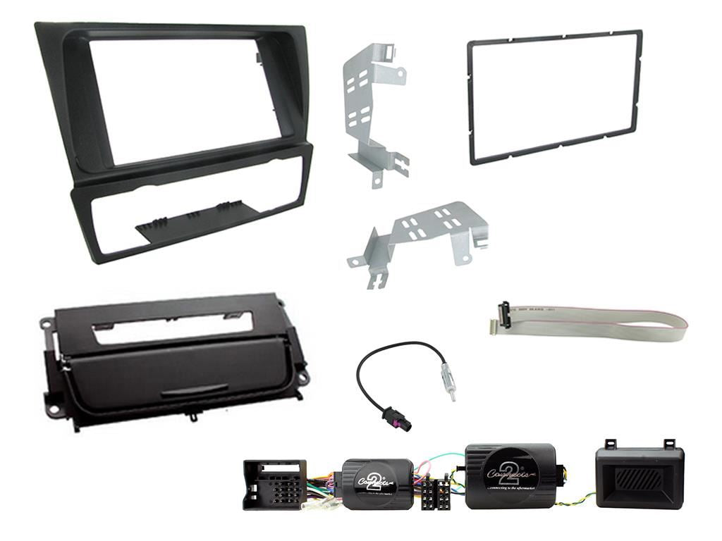Grundig 6.8" Apple Android Double Din Stereo Fitting Kit + Steering Wheel Stalk Controls to fit BMW 3-Series 2005-12
