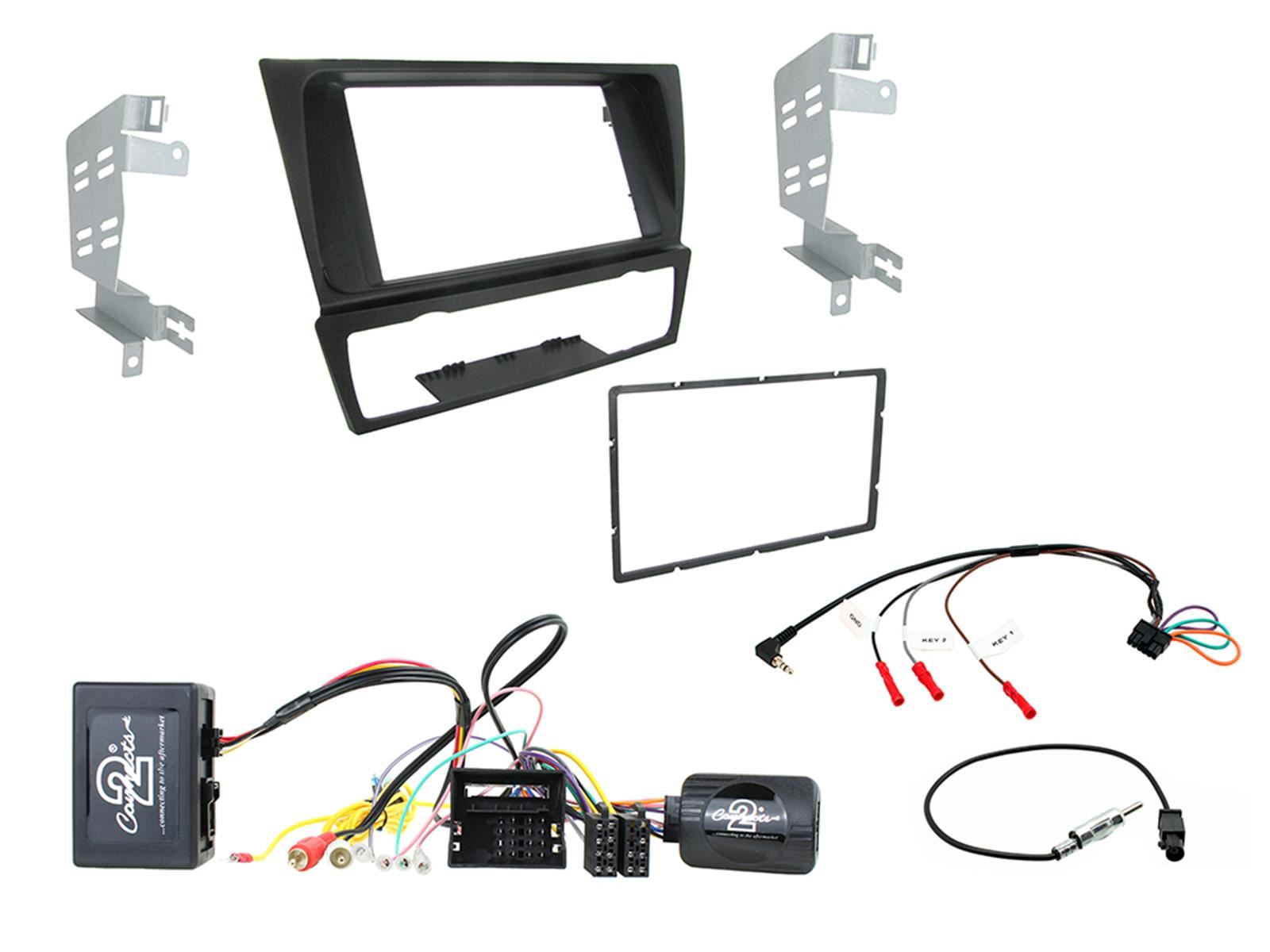 Grundig 6.8" Apple Android Double Din Stereo Fitting Kit + Steering Wheel Stalk Controls to fit BMW 3-Series 2005-12