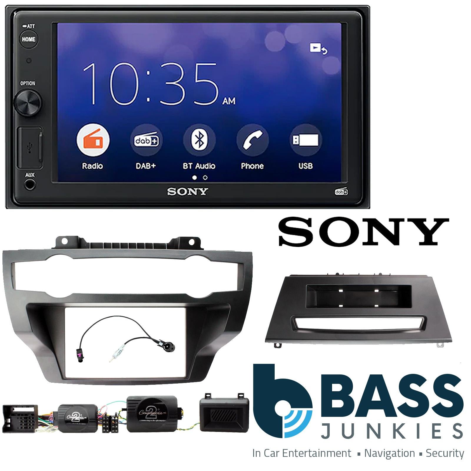 SONY XAV-1550D DAB+ Smart Bluetooth Car Radio + Stereo fitting kit + Steering Wheel Controls Loom for BMW X5 2007-2013 | BMW X6 2008-2014