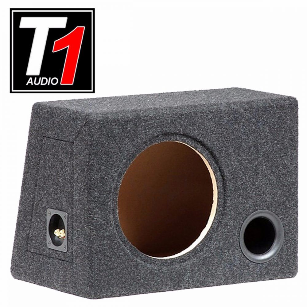T1 Audio - 12" Ported Fully Carpeted Grey MDF Car Sub Subwoofer Bass Box Enclosure