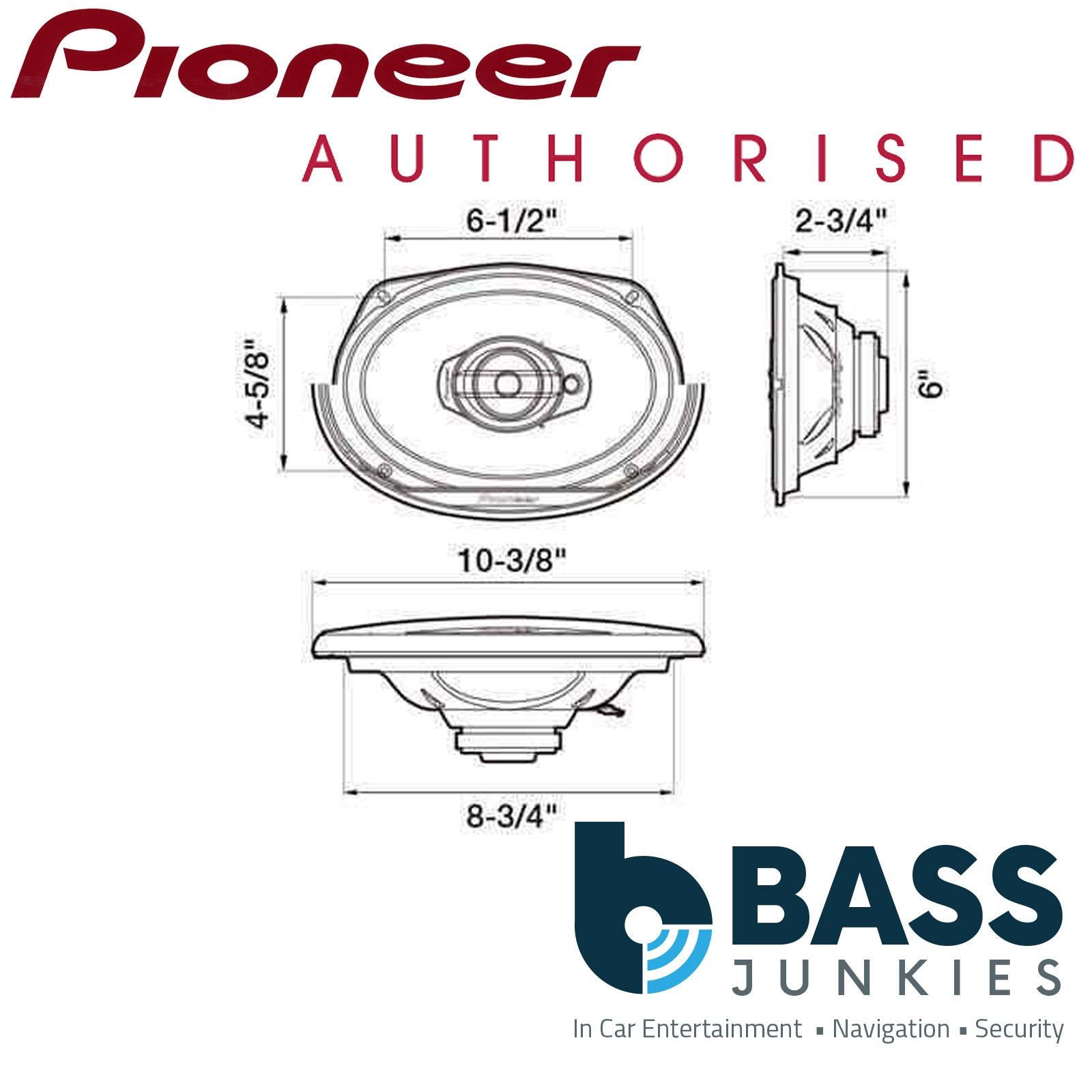 Pioneer TS-G6930F 800 Watts 6" X 9" Inch 3 Way Coaxial Rear Shelf Car Speakers