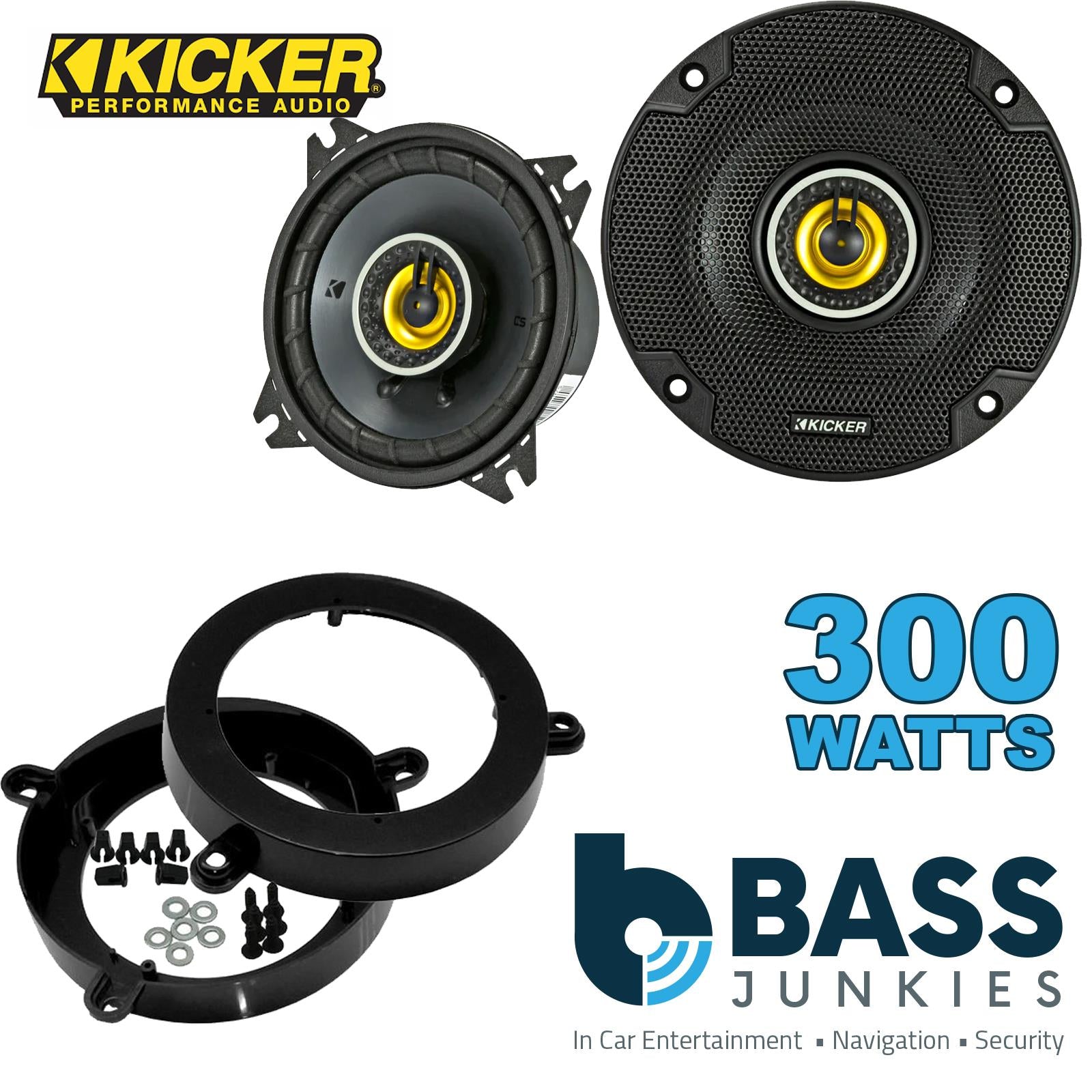 Kicker CSC44 100mm/10cm/4" 2-Way Coaxial Car speakers (Per Pair Max 300|100 watts RMS) Fits Mercedes C-Class 2000-07