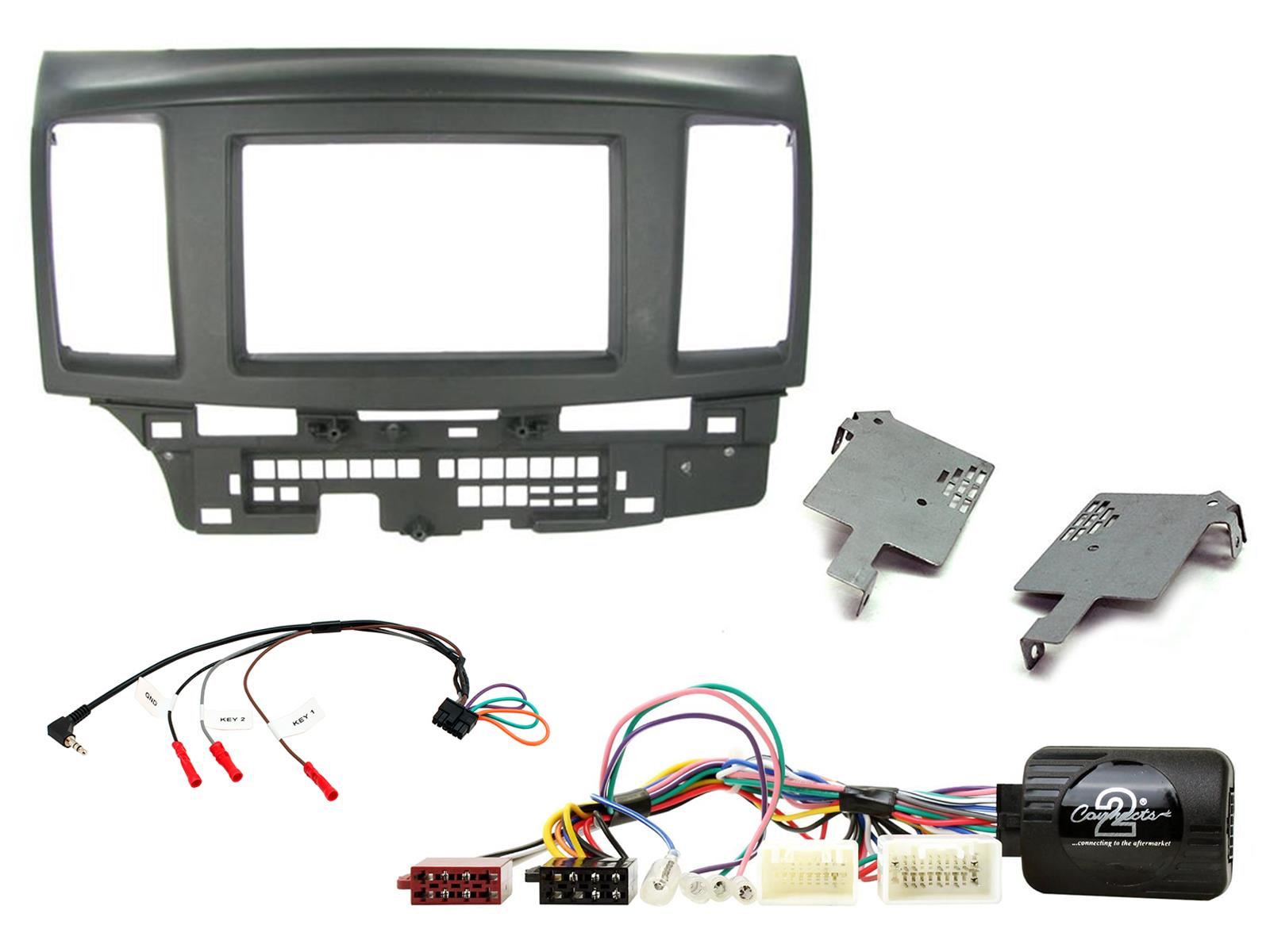 Grundig 6.8" Apple Android Double Din Stereo Fitting Kit + Steering Wheel Stalk Controls to fit Mitsubishi Lancer 2008-10