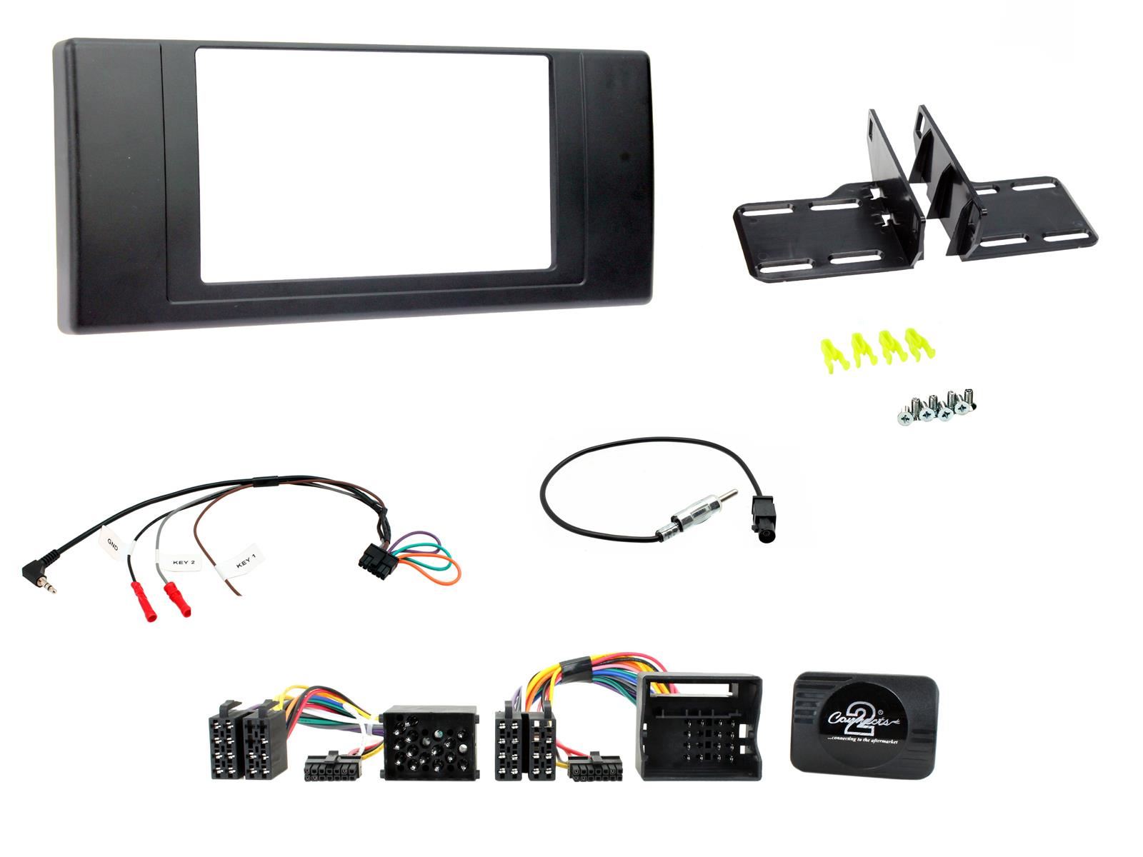 Grundig 6.8" Apple Android Double Din Stereo Fitting Kit + Steering Wheel Stalk Controls to fit BMW X5 2000-06