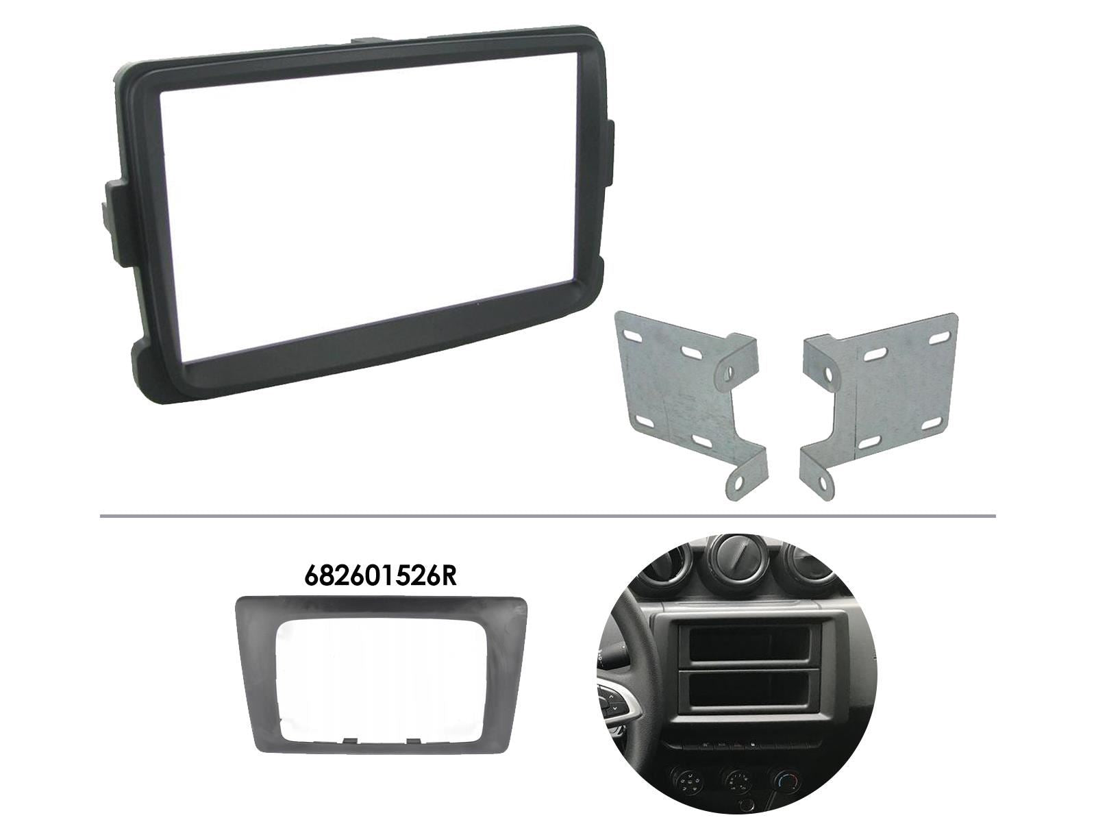 Grundig 6.8" Apple Android Double Din Stereo Fitting Kit + Steering Wheel Stalk Controls to fit Dacia Duster 2012-17 | Dacia Sandero 2012-16