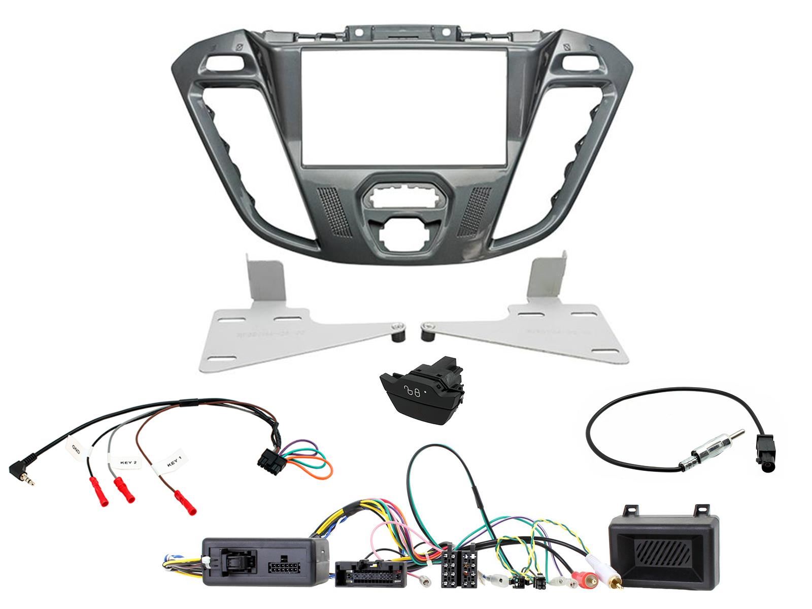 Grundig 6.8" Apple Android Double Din Stereo Fitting Kit + Steering Wheel Stalk Controls to fit Ford Transit-Custom 12-16