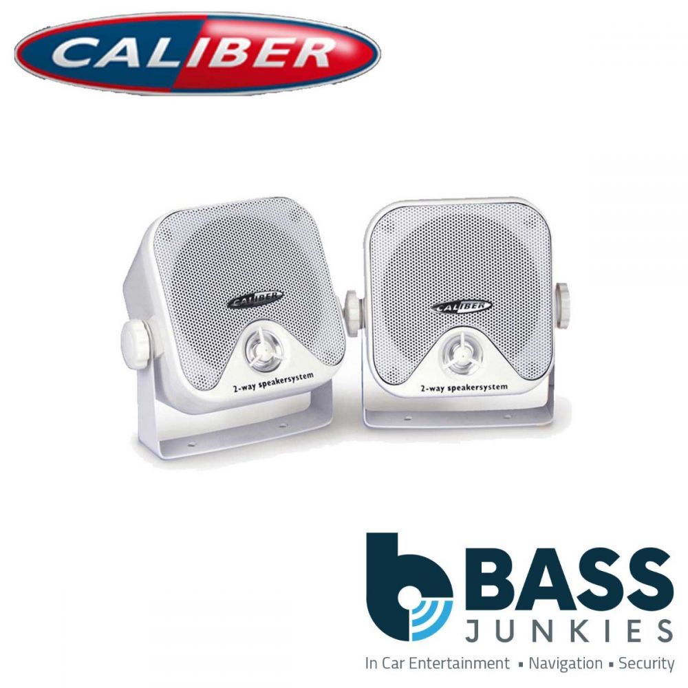 Caliber CALCSB3M - 80 Watts 2 Way Splash Proof Motorhome Boat Marine White Pod Speakers with Brackets