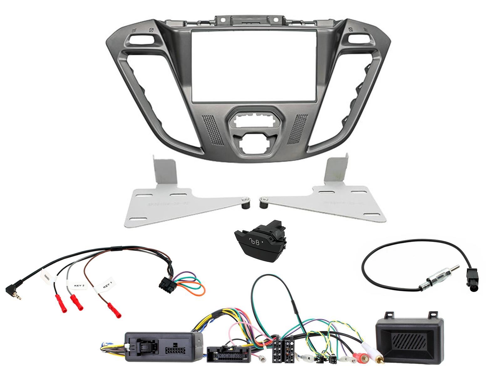 Grundig 6.8" Apple Android Double Din Stereo Fitting Kit + Steering Wheel Stalk Controls to fit Ford Transit-Custom 12-16