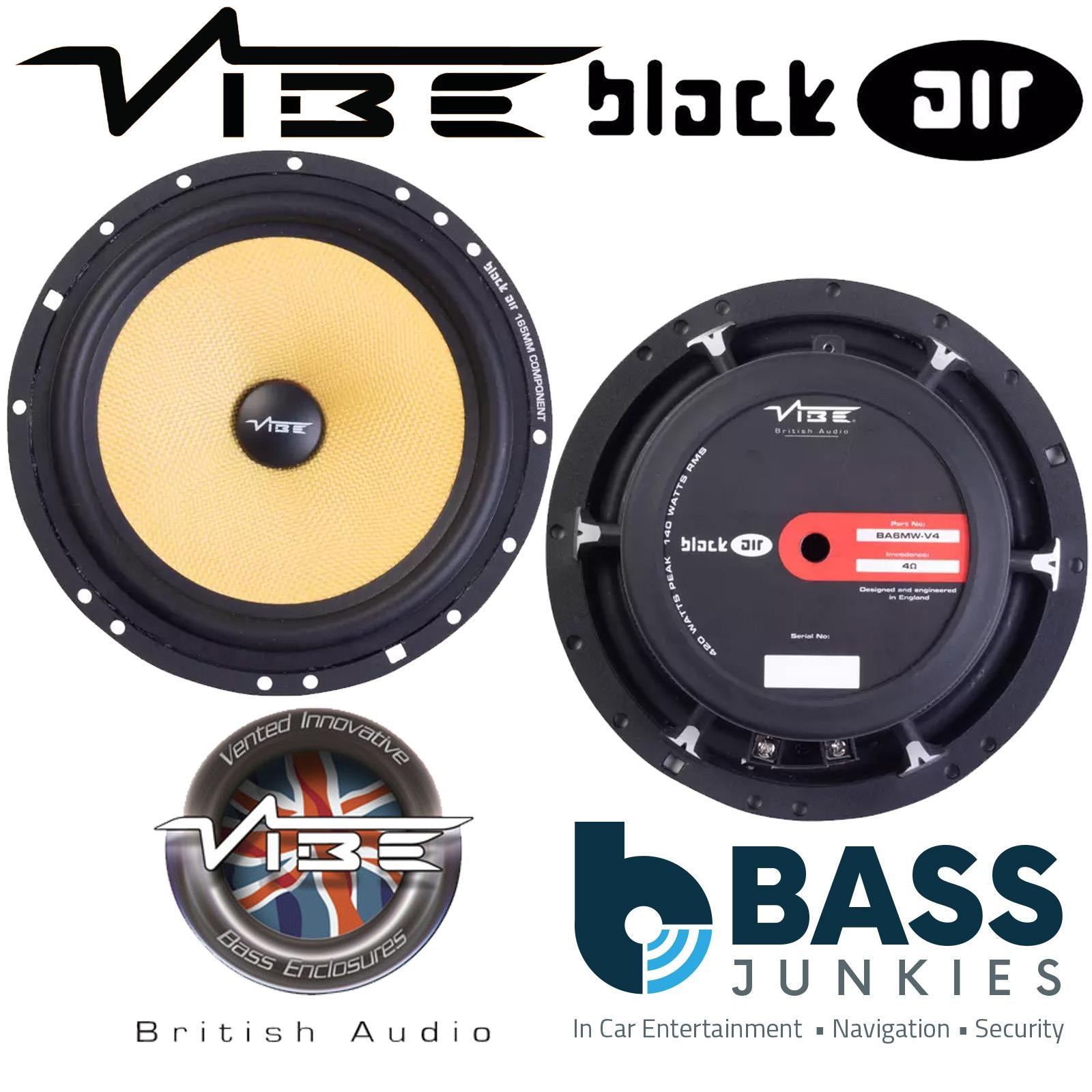 VIBE BA6MW-V4 – 840 Watts a Pair Blackair 6.5" Mid-Woofer Car Door Speakers