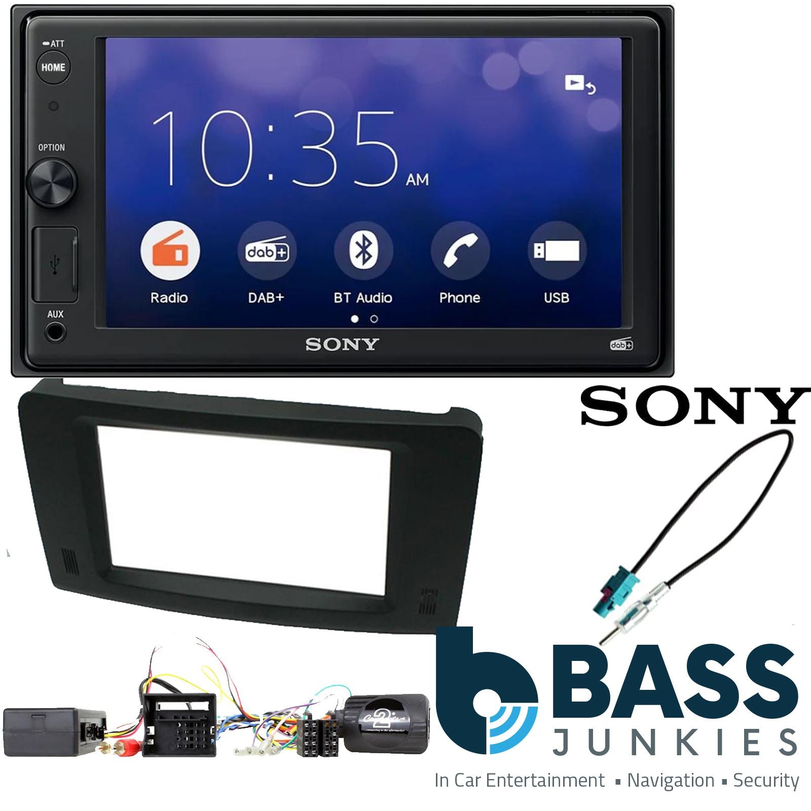 SONY XAV-1550D DAB+ Smart Bluetooth Car Radio + Stereo fitting kit + Steering Wheel Controls Loom for Mercedes ML 2005-2011 | Mercedes GL X164 2006-2012