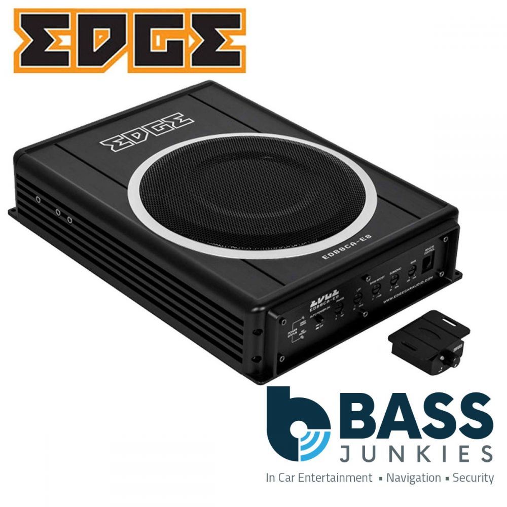EDGE AUDIO EDB8CA-E8 - 240 Watts Compact Slim Active Amplified Subwoofer Sub Bass Box Car Underseat Enclosure with Bass Controller