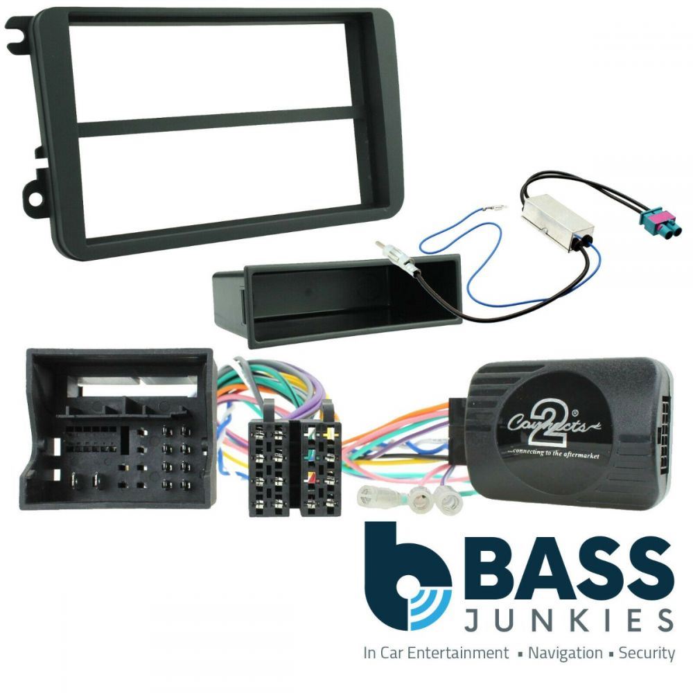 Volkswagen Caddy Sharan Beetle Jetta Tiguan T6 Scirocco Amarok Single Din Fascia & Steering Wheel Interface Installation Kit
