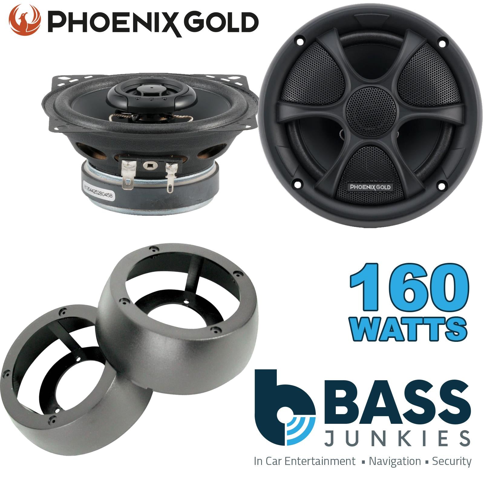 Phoenix Gold RX4CX 100mm/10cm/4" 2-Way Coaxial Car speakers (Per Pair Max 160|80 watts RMS) Fits Universal