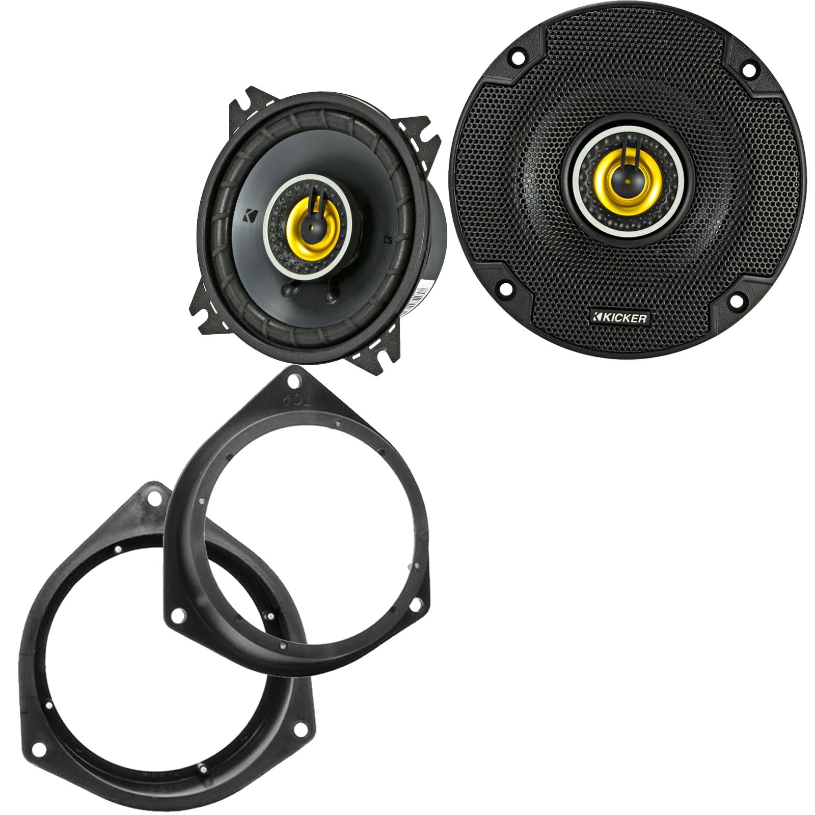 Kicker CSC44 100mm/10cm/4" 2-Way Coaxial Car speakers (Per Pair Max 300|100 watts RMS) Fits Fiat Qubo 2008-18 | Fiorino 08-21