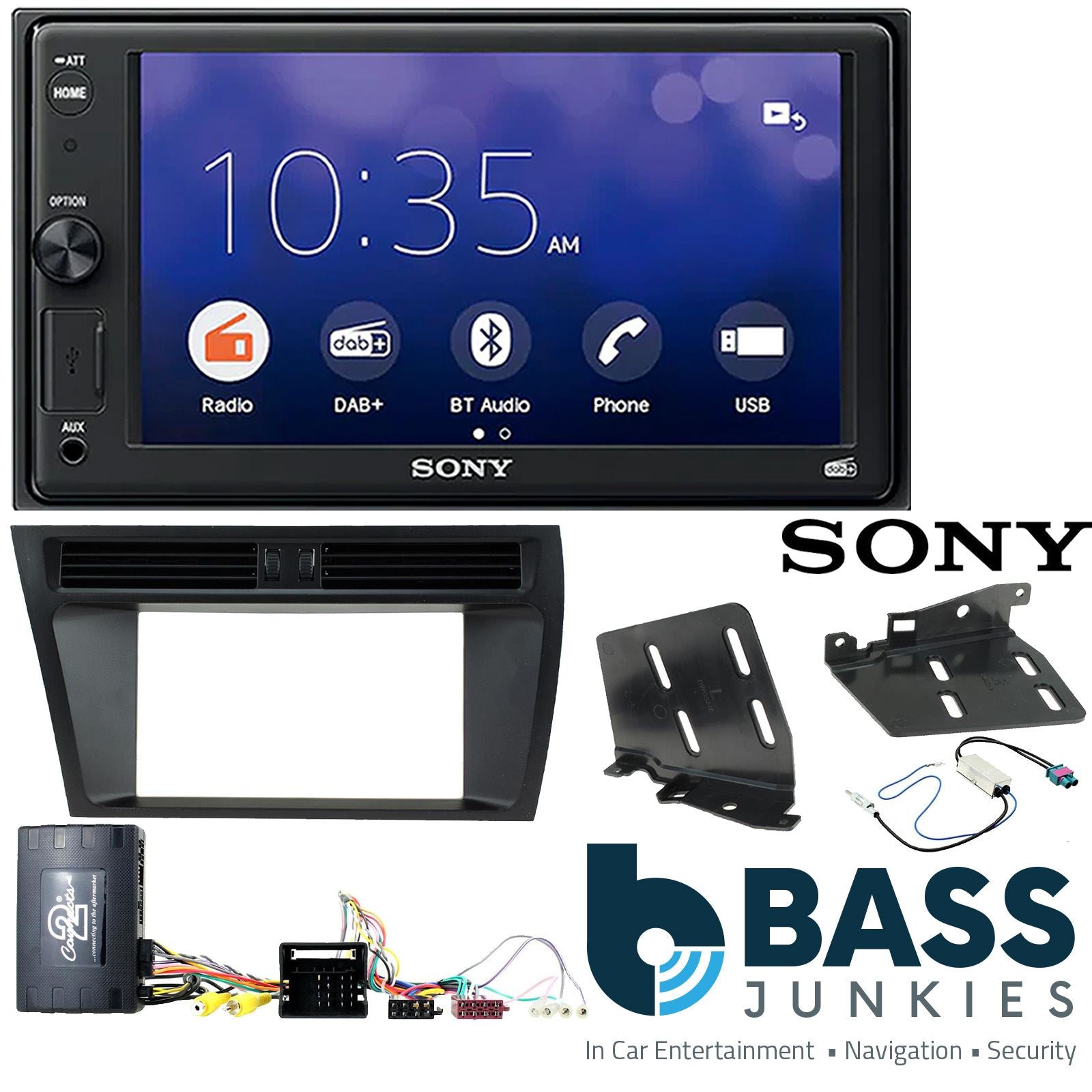 SONY XAV-1550D DAB+ Smart Bluetooth Car Radio + Left Hand Drive [LHD] Stereo fitting kit + Steering Wheel Controls Loom for Audi A4 2008-2015	 | Audi A5 2008-2015