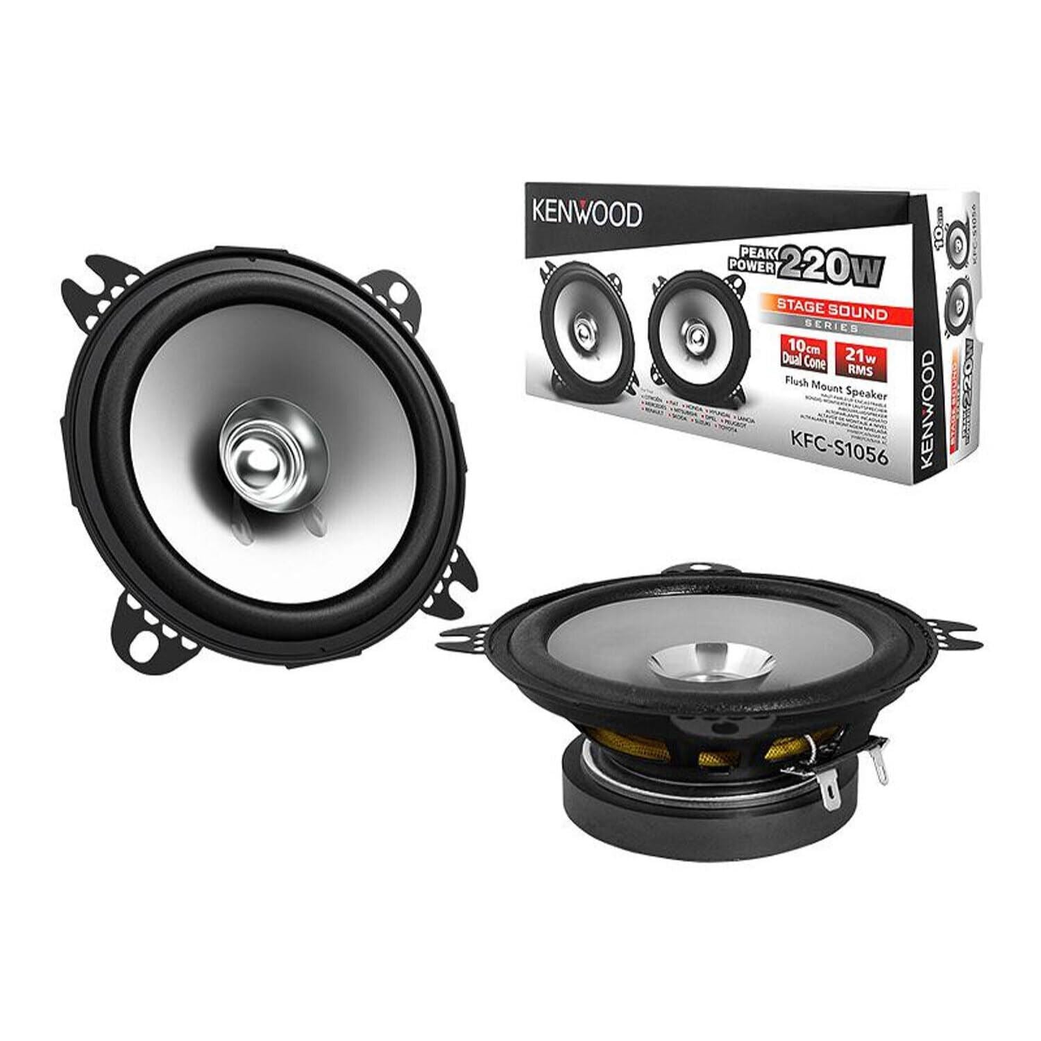 Kenwood KFC-S1056 - 4" 10cm 220 Watts Coaxial Dual Cone Car Speakers