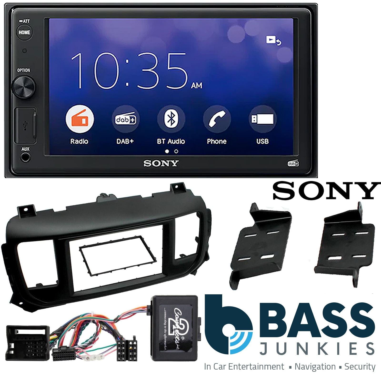SONY XAV-1550D DAB+ Smart Bluetooth Car Radio + Stereo fitting kit + Steering Wheel Controls Loom for Toyota Proace 2016-2021
