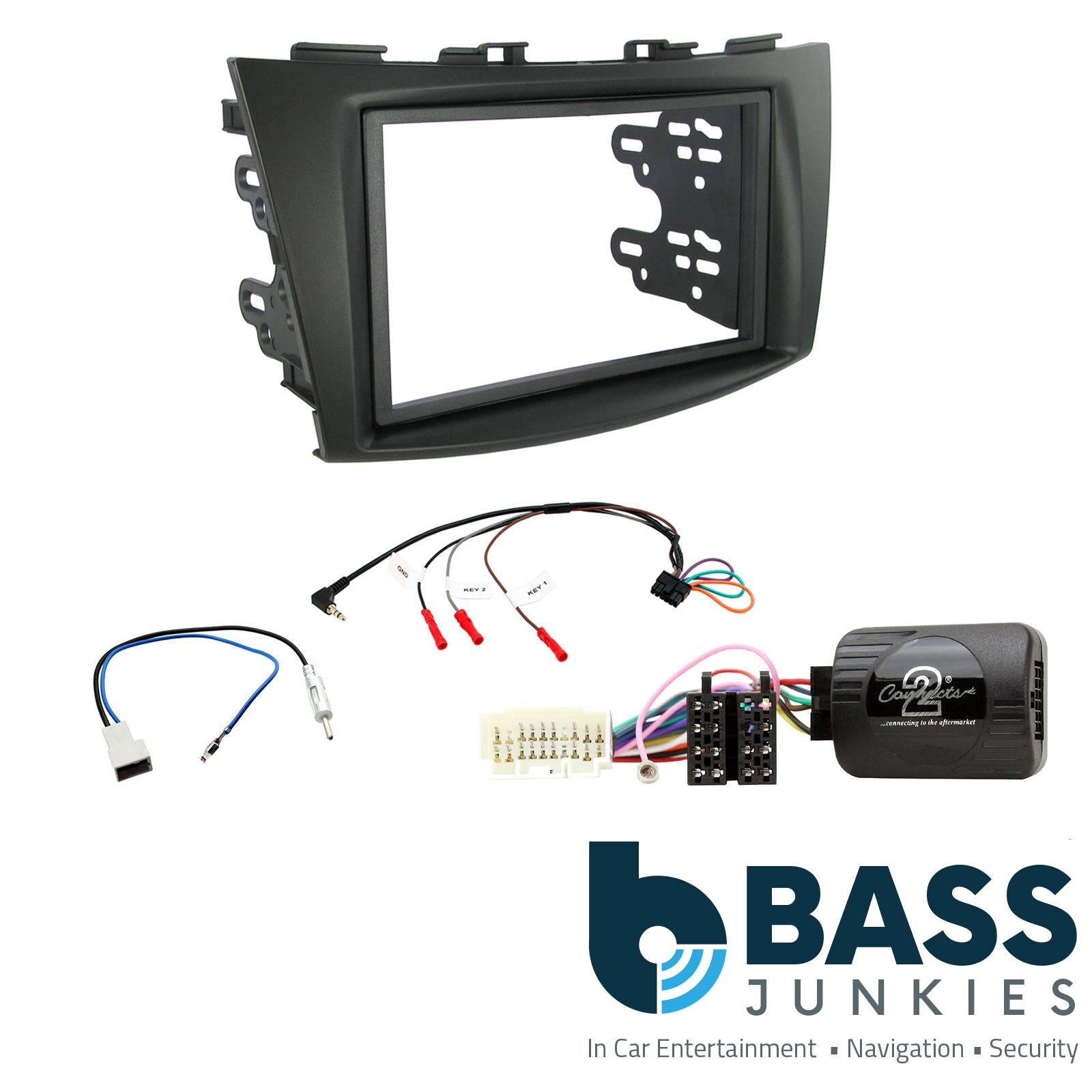 Connects2 CTKSZ02 -Suzuki Swift 2011 - 2016 Double Din Fascia & Steering Wheel Interface Installation Kit