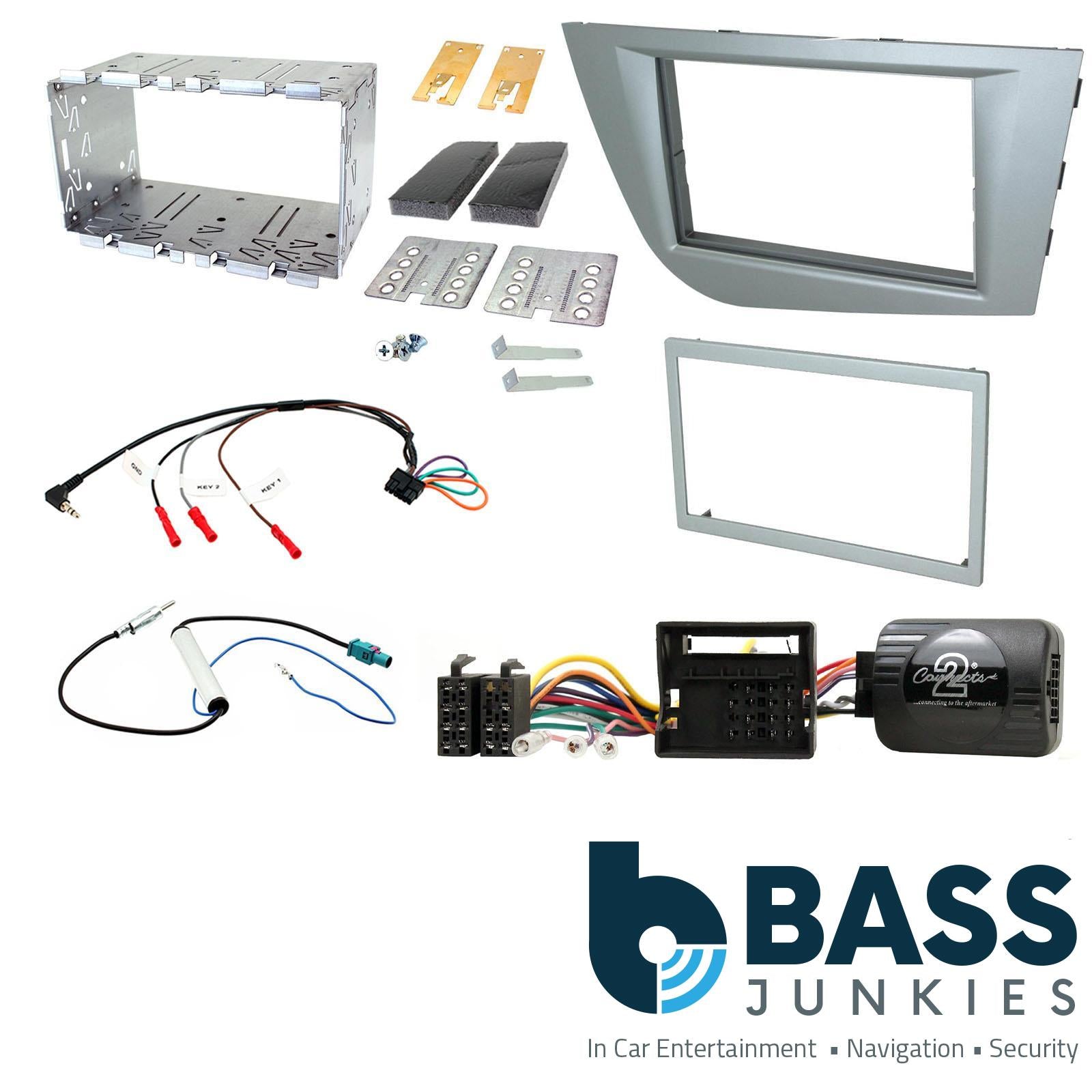 Double Din Stereo Fitting Kit + Steering Wheel Stalk Controls to fit Seat Leon 2005-12