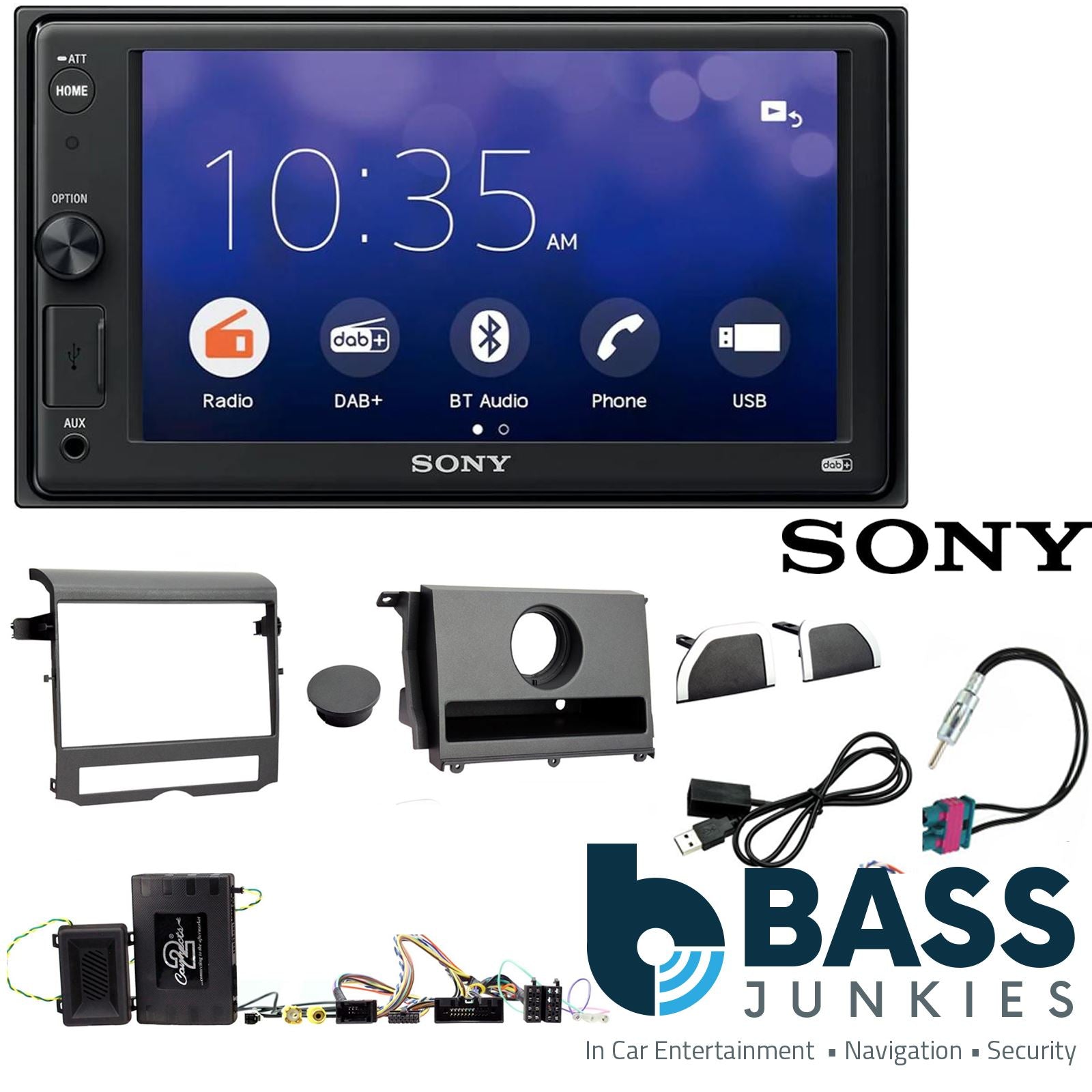 SONY XAV-1550D DAB+ Smart Bluetooth Car Radio + Stereo fitting kit + Steering Wheel Controls Loom for Land Rover Discovery 2009-2011