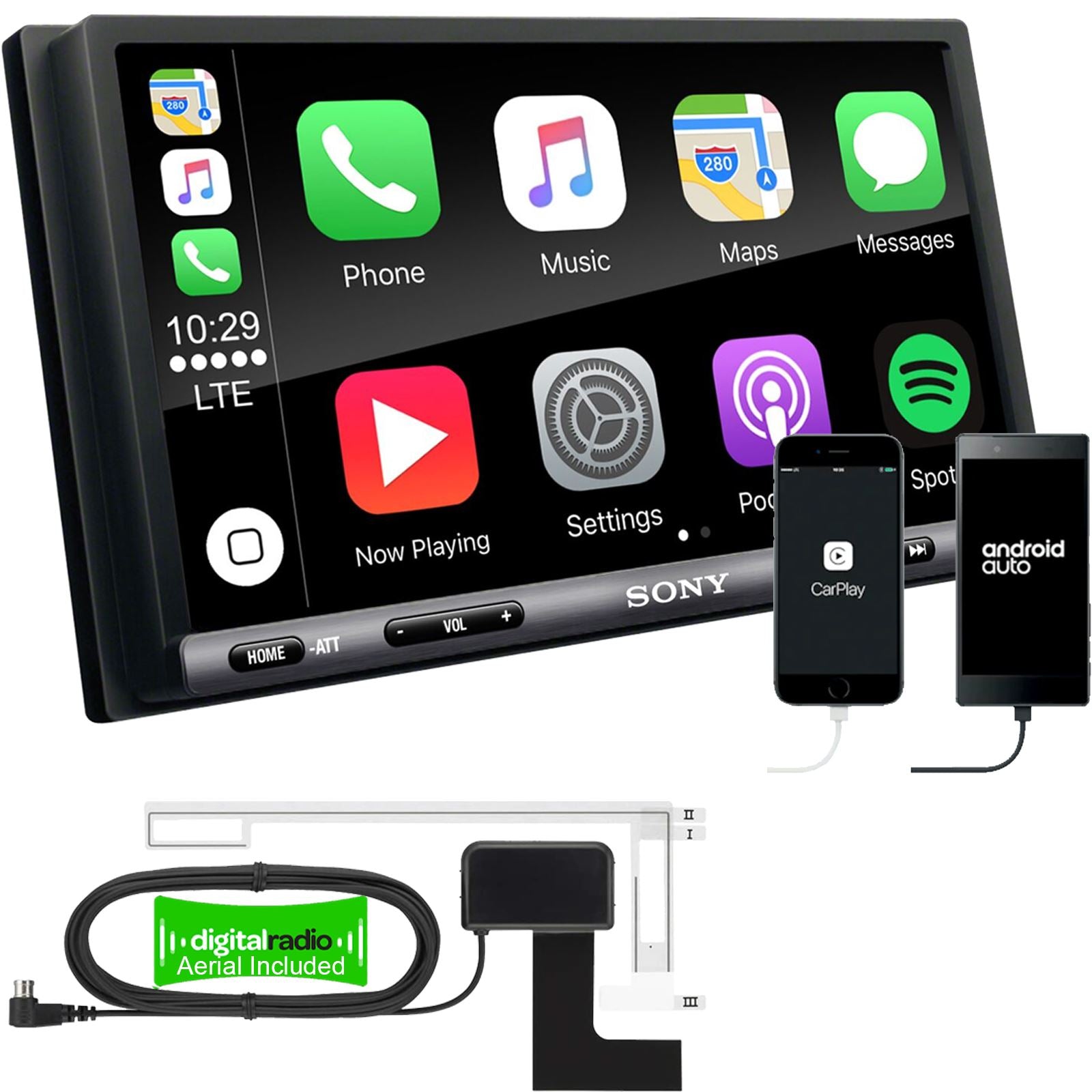 SONY DAB+ Apple | Android Double Din Stereo Fitting Kit + Steering Wheel Stalk Controls to fit Ford F-150 2013-14