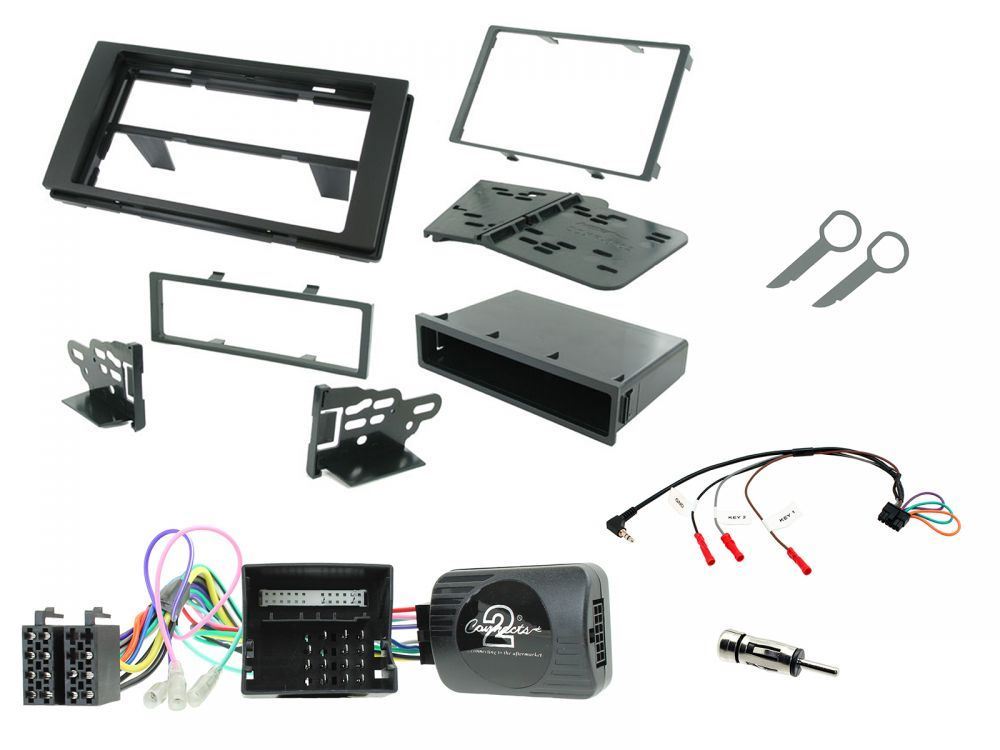 Connects 2 CTKFD21 - Ford Fiesta 2005 - 2008 Single Din or Double Din Facia & Steering wheel Interface Fitting Installation Kit (Black Facia Panel)