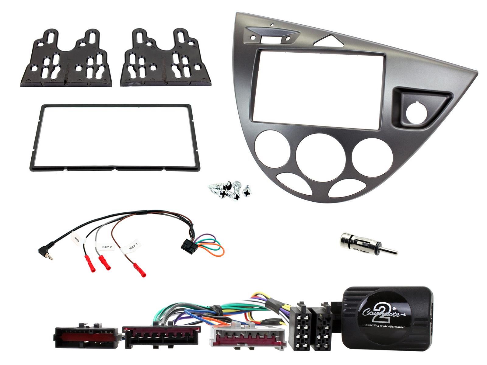 Grundig 6.8" Apple Android Double Din Stereo Fitting Kit + Steering Wheel Stalk Controls to fit Ford Focus 1999-04