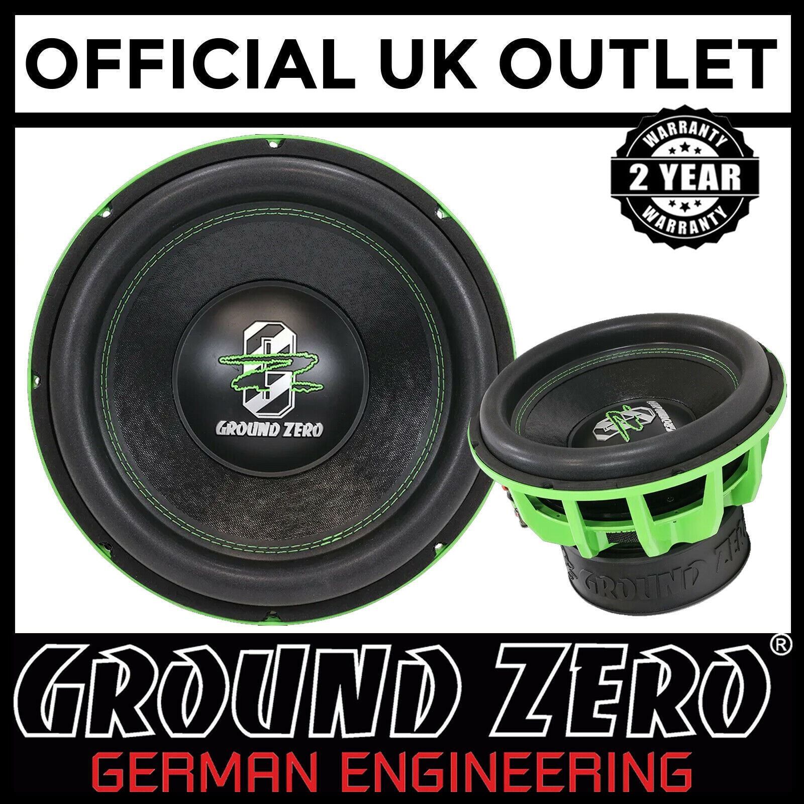 Ground Zero GZHW 30XSPL D1 GREEN - 12" Dual 1-Ohm 1500 WRMS Car Subwoofer