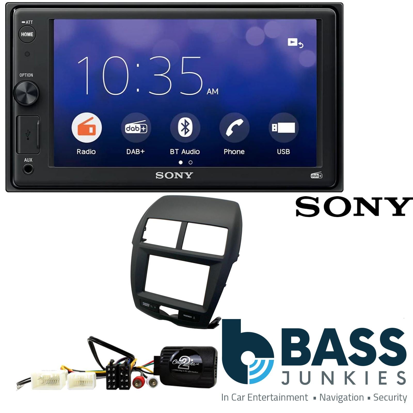 SONY XAV-1550D DAB+ Smart Bluetooth Car Radio + Stereo fitting kit + Steering Wheel Controls Loom for Mitsubishi ASX 2010-2014