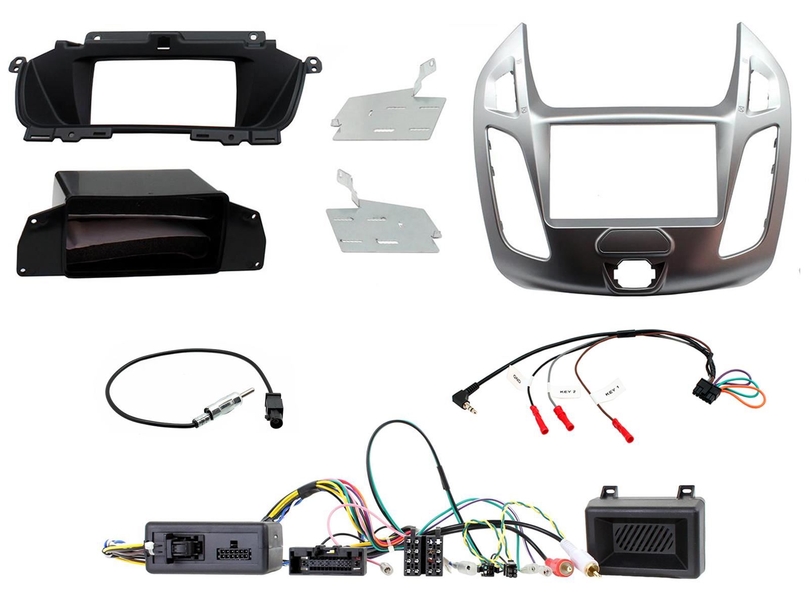 Grundig 6.8" Apple Android Double Din Stereo Fitting Kit + Steering Wheel Stalk Controls to fit Ford Transit-Connect 13-21