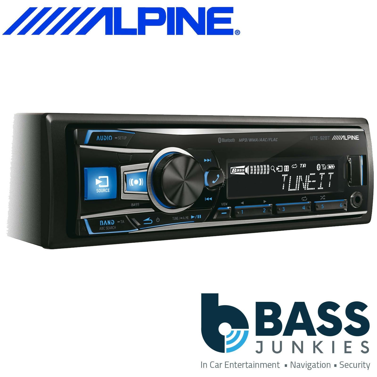 Alpine UTE-92BT - Mechless Bluetooth AUX In USB Android iPhone Car Stereo 50 Watts x 4
