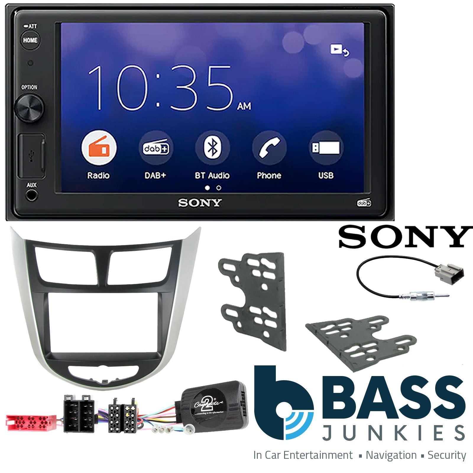 SONY XAV-1550D DAB+ Smart Bluetooth Car Radio + Stereo fitting kit + Steering Wheel Controls Loom for Hyundai Solaris 2011-2019	 | Hyundai Verna 2011-2019