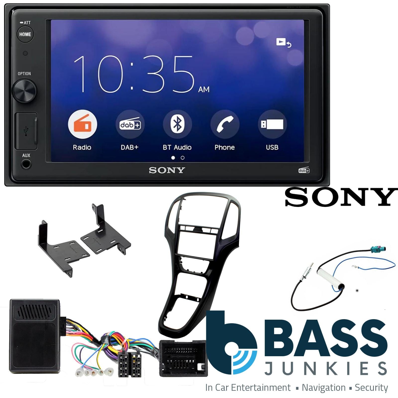 SONY XAV-1550D DAB+ Smart Bluetooth Car Radio + Stereo fitting kit + Steering Wheel Controls Loom Vauxhall Astra Astra H 2004-2010
