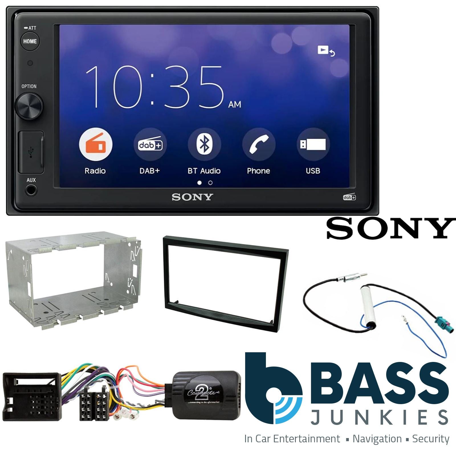 SONY XAV-1550D DAB+ Smart Bluetooth Car Radio + Stereo fitting kit + Steering Wheel Controls Loom for Peugeot 207 2006-2012 | Peugeot 307 2005-2008 | Peugeot Expert 2006-2017