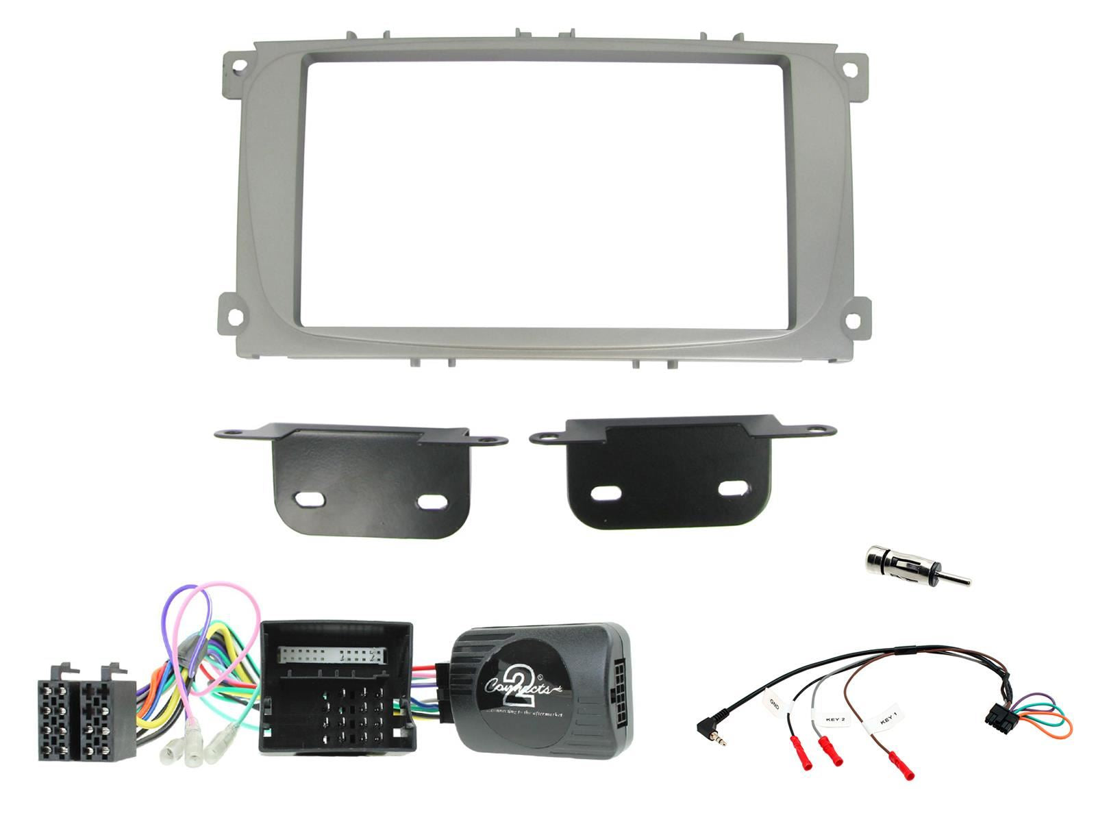 Grundig 6.8" Apple Android Double Din Stereo Fitting Kit + Steering Wheel Stalk Controls to fit Ford S-Max 2007-14 | Ford Focus 2007-11 | Ford Mondeo 2007-14