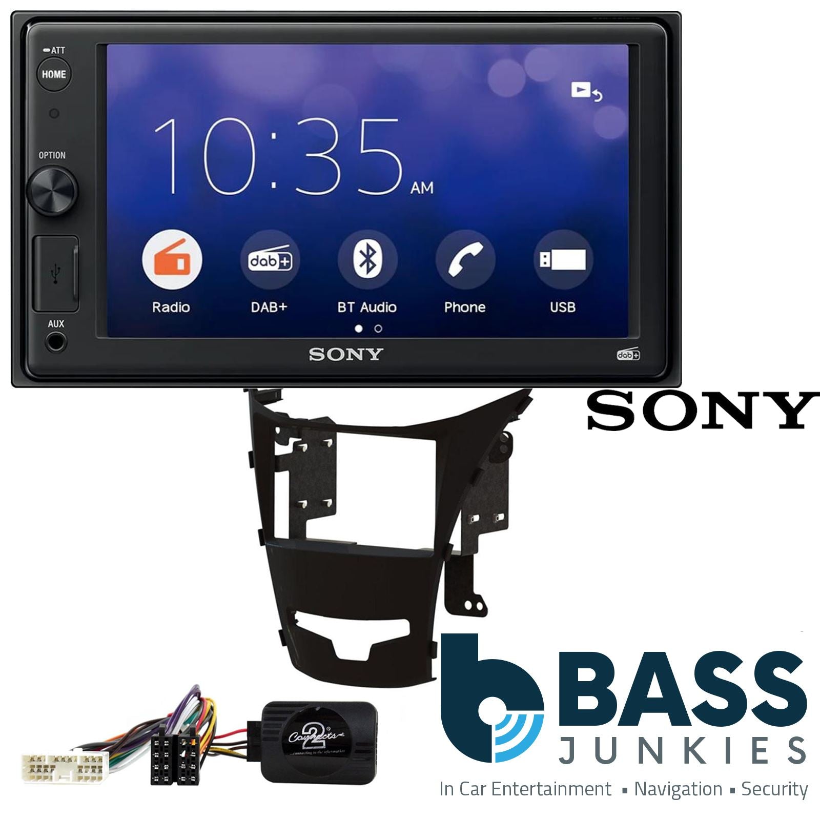 SONY XAV-1550D DAB+ Smart Bluetooth Car Radio + Stereo fitting kit + Steering Wheel Controls Loom for SsangYong Korand 2013-2017