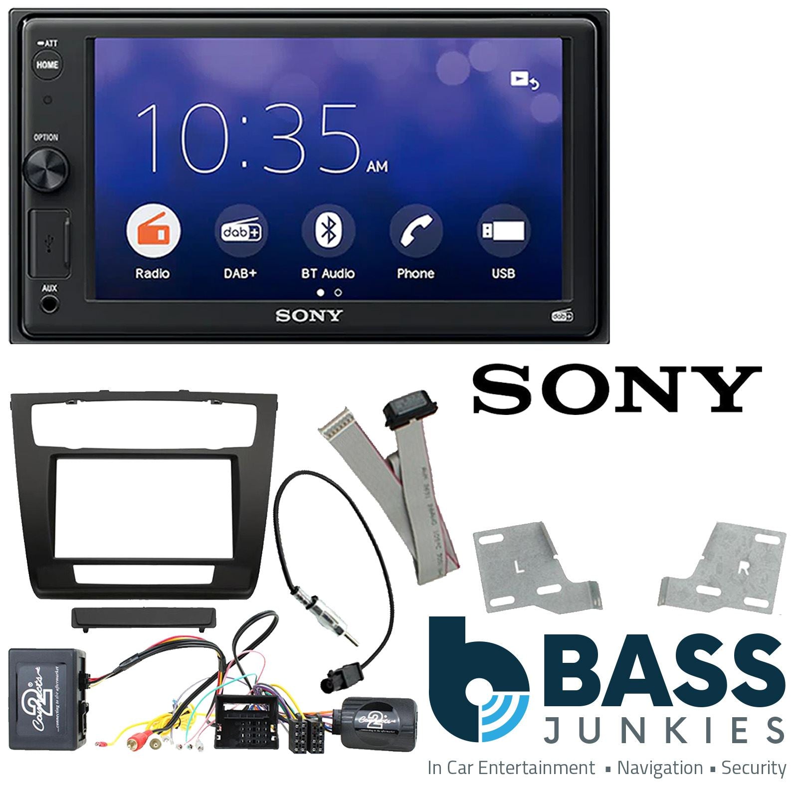 SONY XAV-1550D DAB+ Smart Bluetooth Car Radio + Stereo fitting kit + Steering Wheel Controls Loom for BMW 1-Series E81, 2007-2013 | E82, 2007-2013 | E87, 2007-2013 | E88, 2007-2013